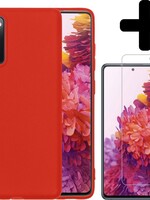 LUQ LUQ Samsung Galaxy S20 FE hoesje siliconen rood + screenprotector