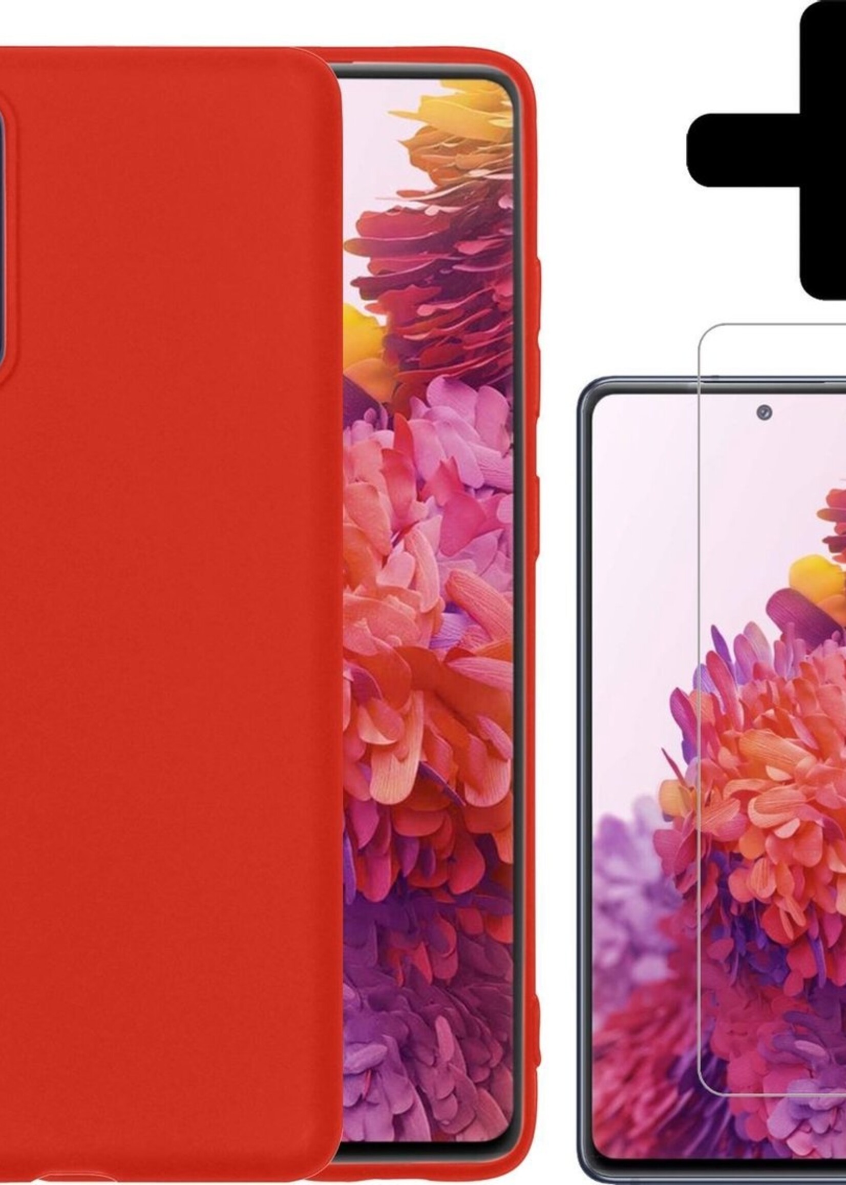 LUQ Hoesje Geschikt voor Samsung S20 FE Hoesje Siliconen Case Met Screenprotector - Hoes Geschikt voor Samsung Galaxy S20 FE Hoes Siliconen - Rood