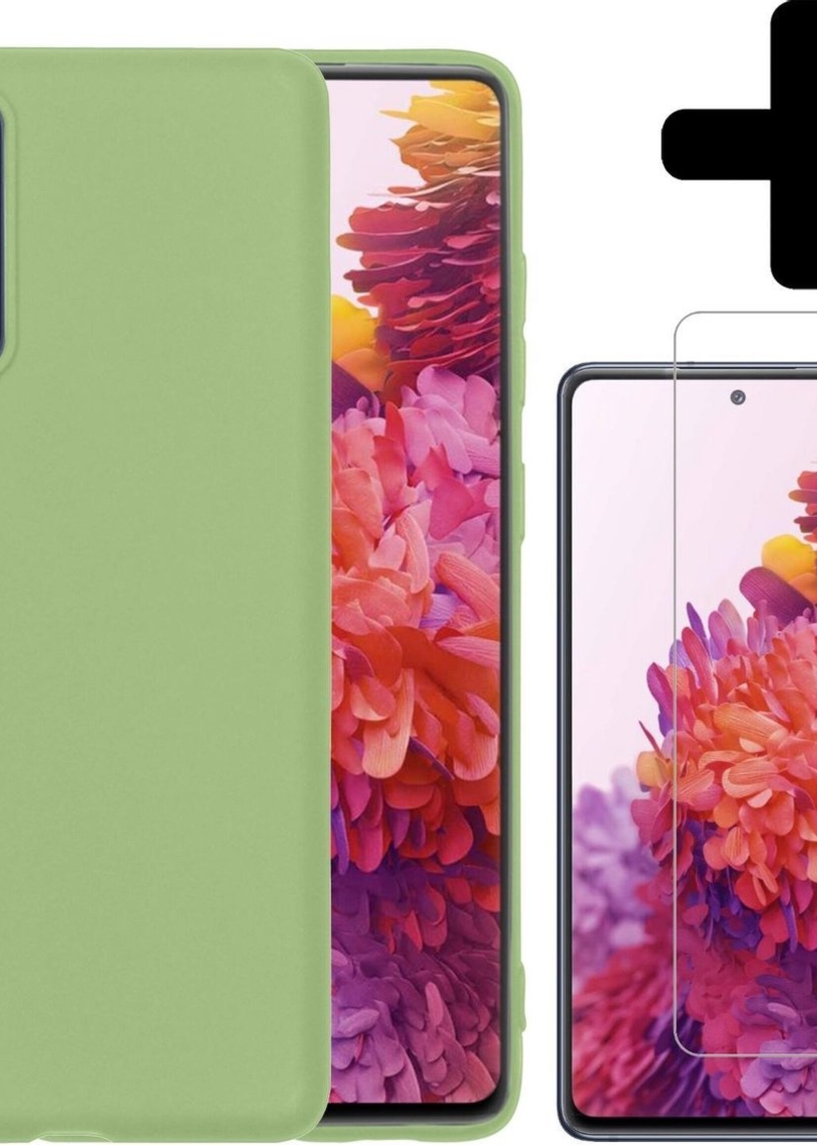 LUQ Hoesje Geschikt voor Samsung S20 FE Hoesje Siliconen Case Met Screenprotector - Hoes Geschikt voor Samsung Galaxy S20 FE Hoes Siliconen - Groen