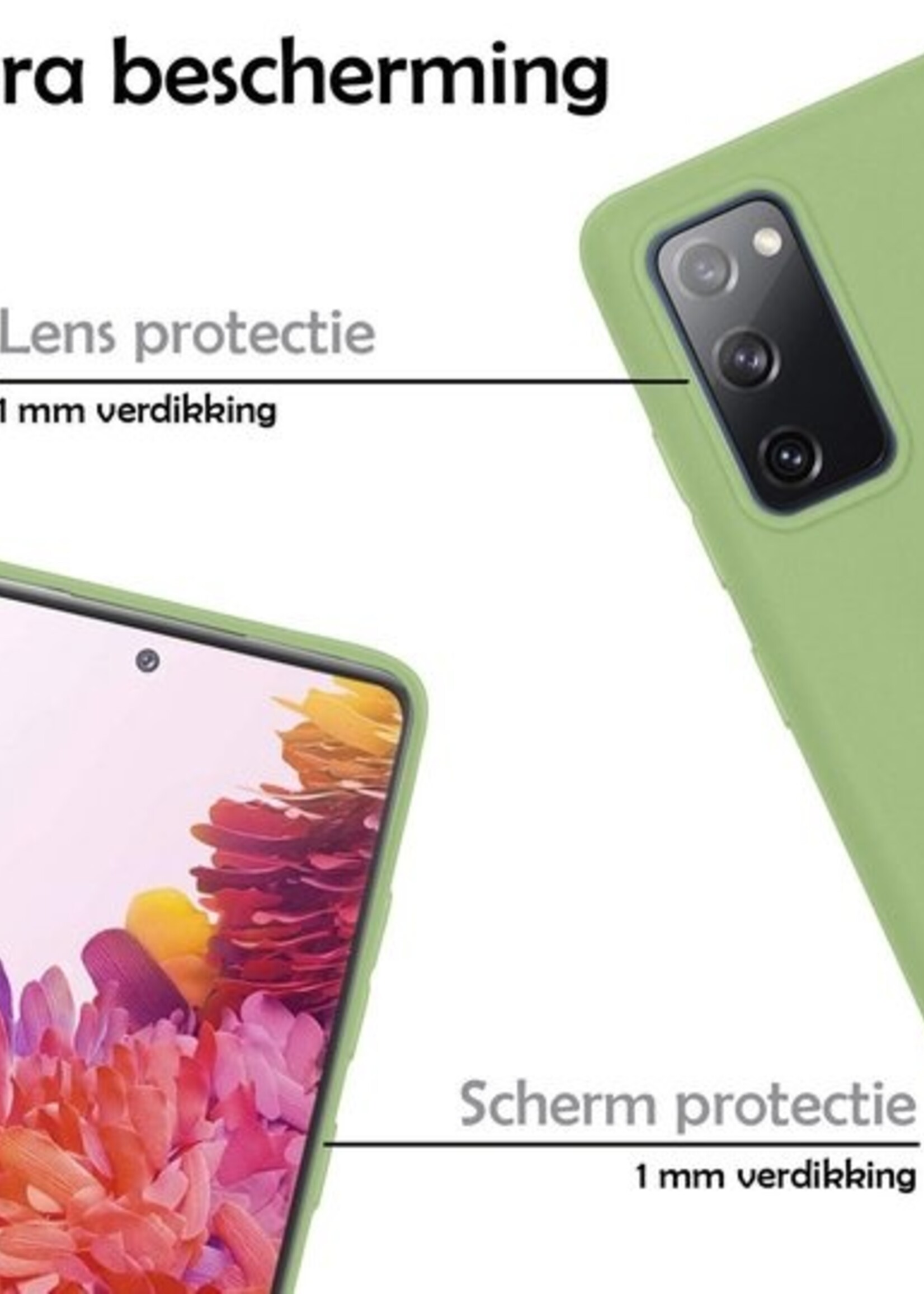 LUQ Hoesje Geschikt voor Samsung S20 FE Hoesje Siliconen Case Met Screenprotector - Hoes Geschikt voor Samsung Galaxy S20 FE Hoes Siliconen - Groen