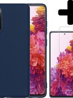 LUQ LUQ Samsung Galaxy S20 FE hoesje siliconen donkerblauw + screenprotector