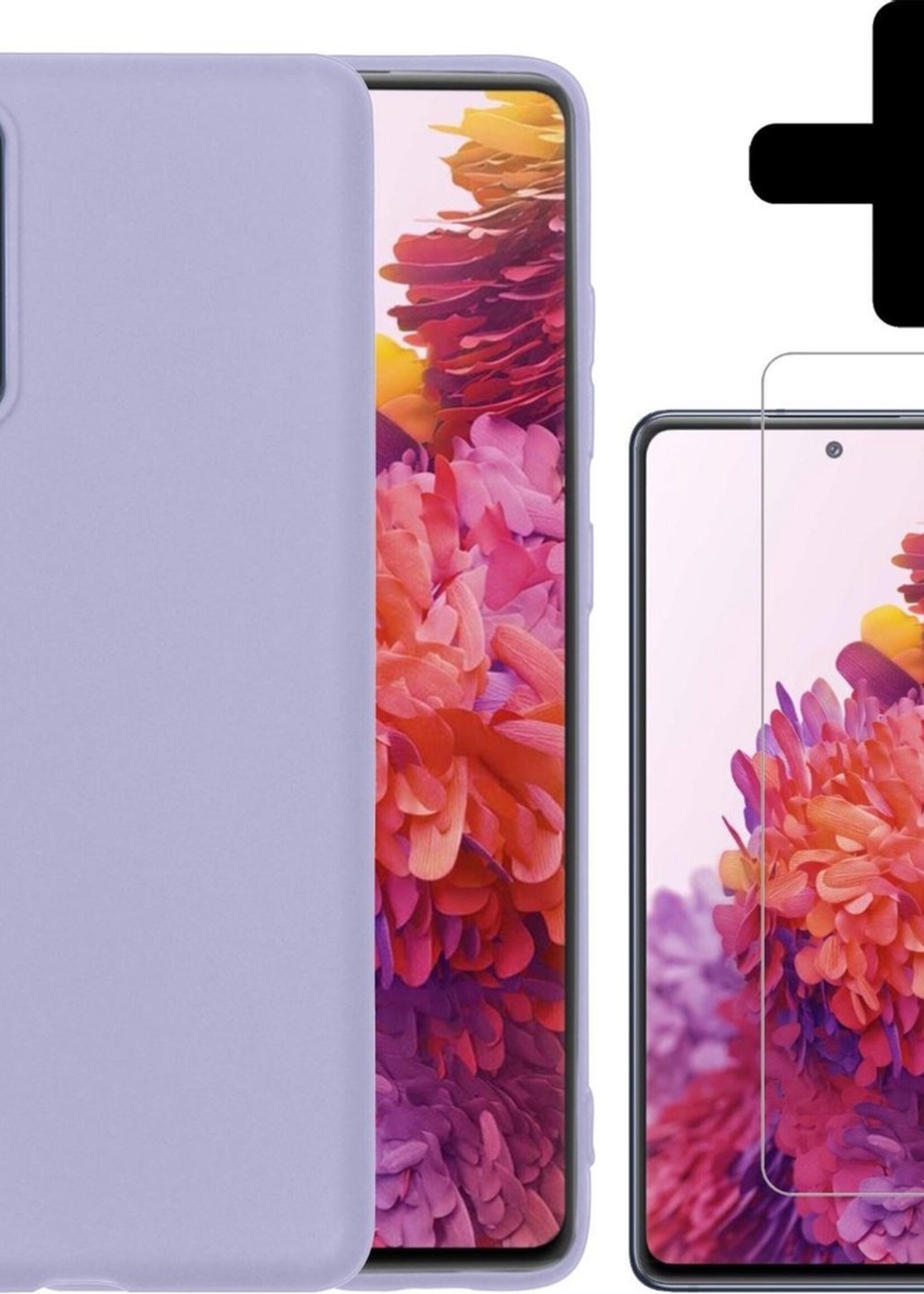 LUQ Hoesje Geschikt voor Samsung S20 FE Hoesje Siliconen Case Met Screenprotector - Hoes Geschikt voor Samsung Galaxy S20 FE Hoes Siliconen - Lila