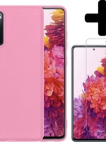 LUQ LUQ Samsung Galaxy S20 FE hoesje siliconen lichtroze + screenprotector