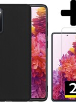 LUQ LUQ Samsung Galaxy S20 FE hoesje siliconen zwart + 2x screenprotector