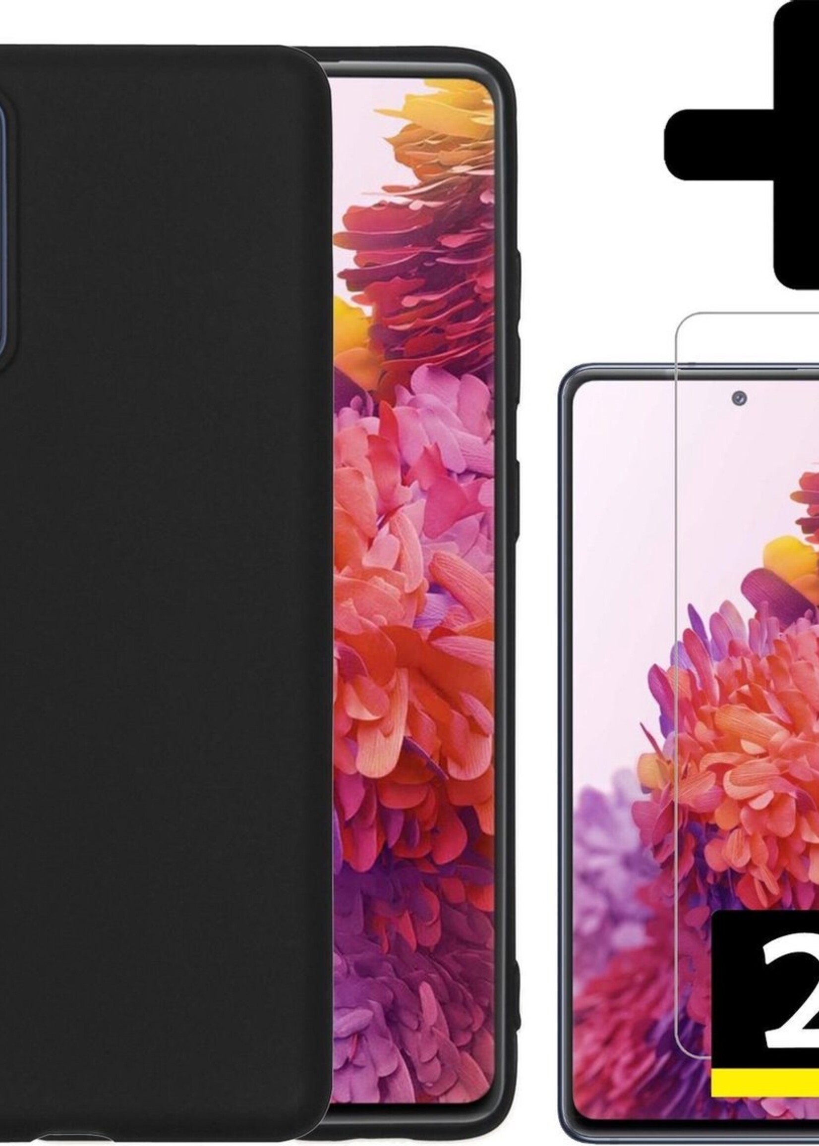LUQ Hoesje Geschikt voor Samsung S20 FE Hoesje Siliconen Case Met 2x Screenprotector - Hoes Geschikt voor Samsung Galaxy S20 FE Hoes Siliconen - Zwart