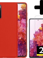 LUQ LUQ Samsung Galaxy S20 FE hoesje siliconen rood + 2x screenprotector