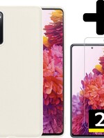 LUQ LUQ Samsung Galaxy S20 FE hoesje siliconen wit + 2x screenprotector
