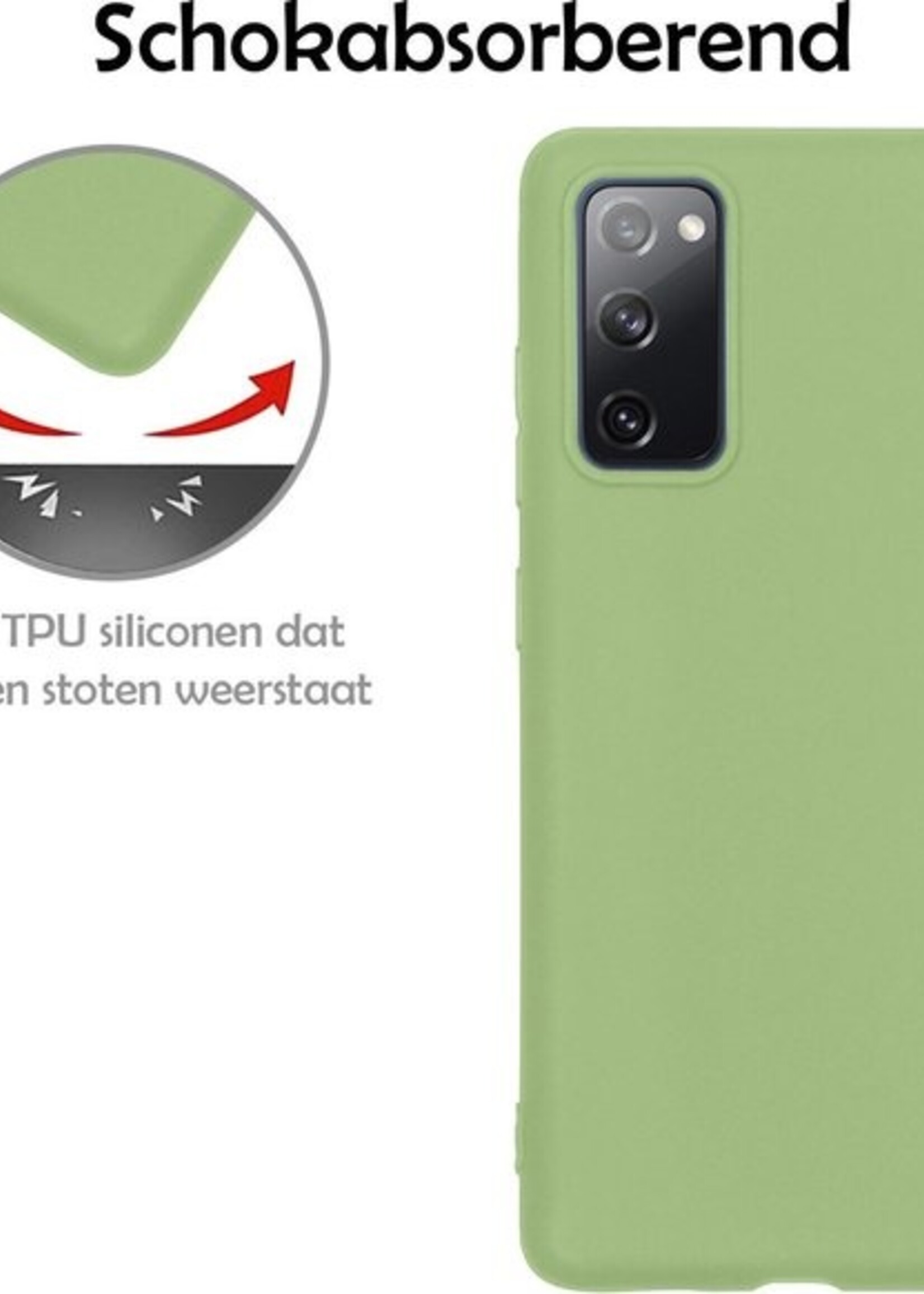 LUQ Hoesje Geschikt voor Samsung S20 FE Hoesje Siliconen Case Met 2x Screenprotector - Hoes Geschikt voor Samsung Galaxy S20 FE Hoes Siliconen - Groen
