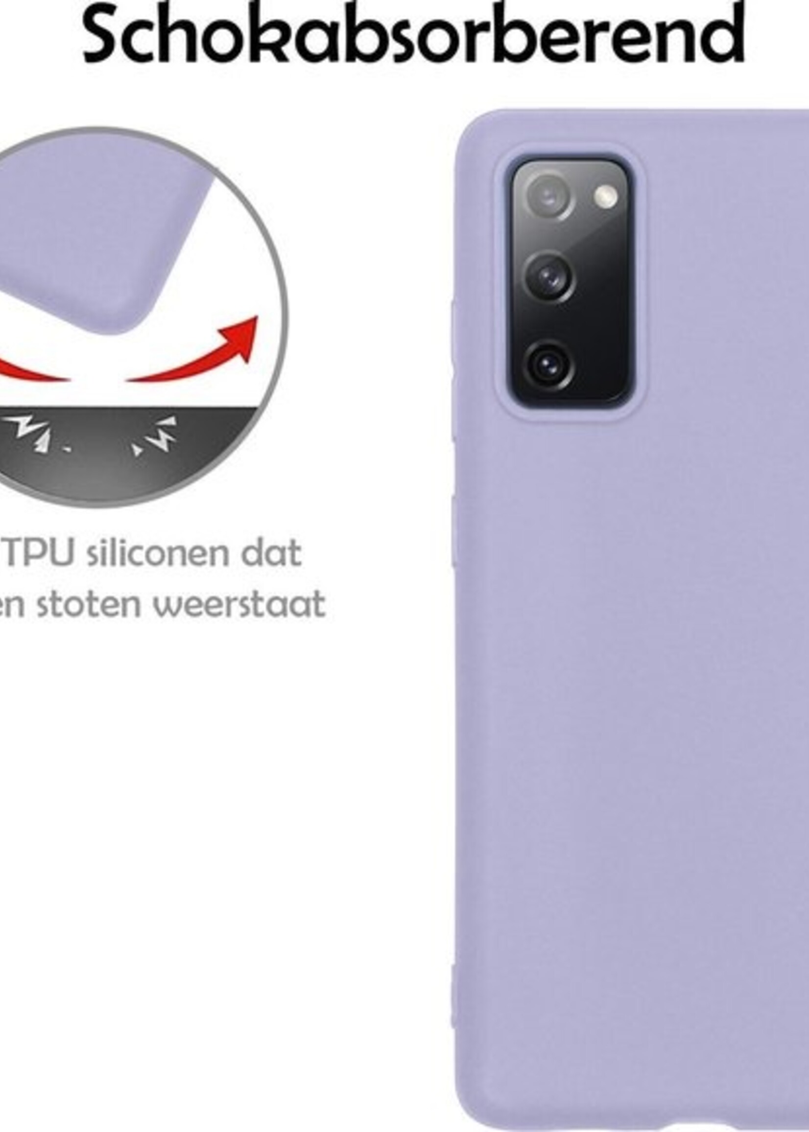 LUQ Hoesje Geschikt voor Samsung S20 FE Hoesje Siliconen Case Met 2x Screenprotector - Hoes Geschikt voor Samsung Galaxy S20 FE Hoes Siliconen - Lila