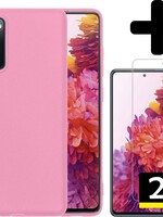 LUQ LUQ Samsung Galaxy S20 FE hoesje siliconen lichtroze + 2x screenprotector