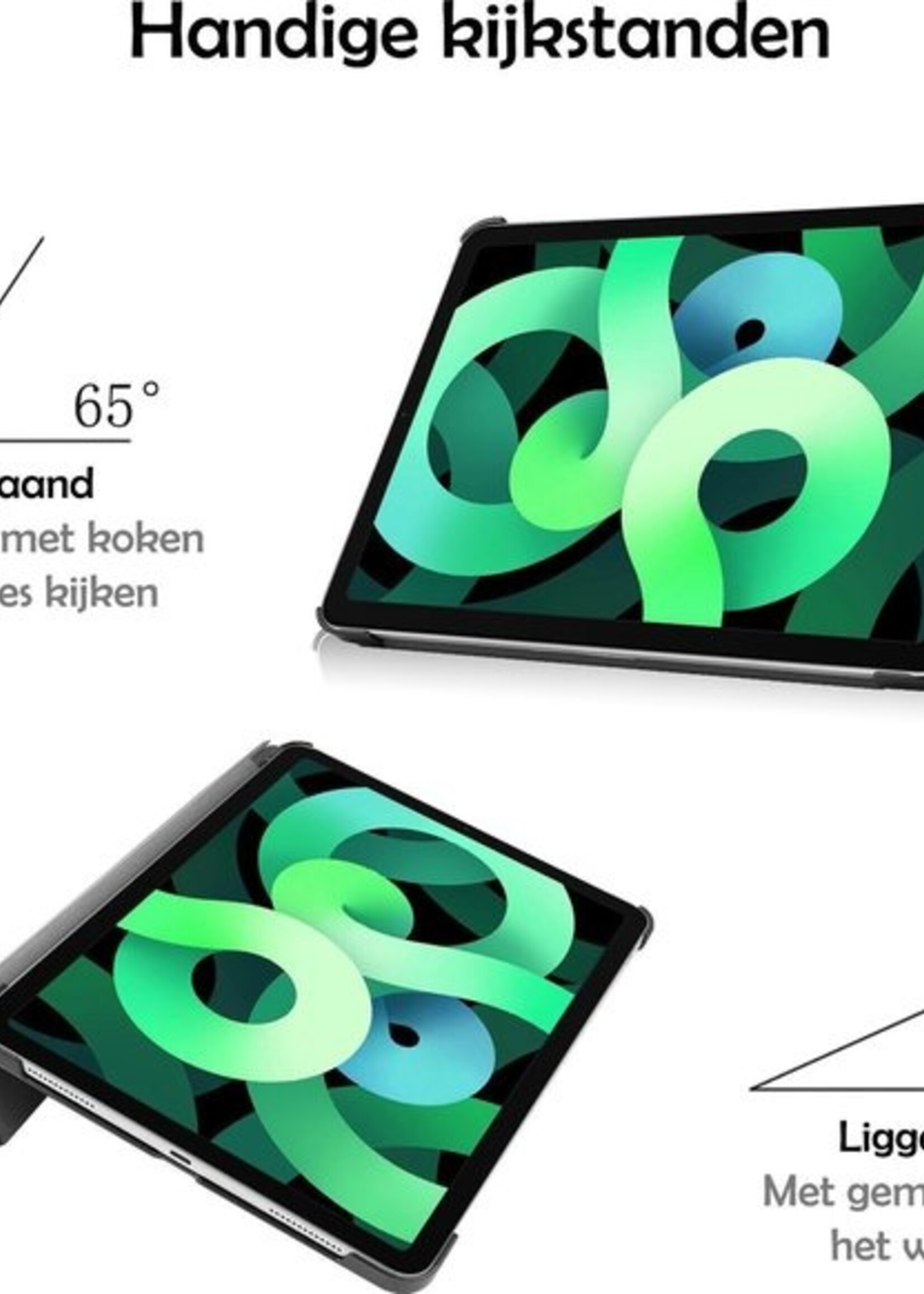 LUQ Hoes Geschikt voor iPad Air 2020 Hoes Luxe Hoesje Book Case - Hoesje Geschikt voor iPad Air 4 2020 Hoes Cover - Zwart