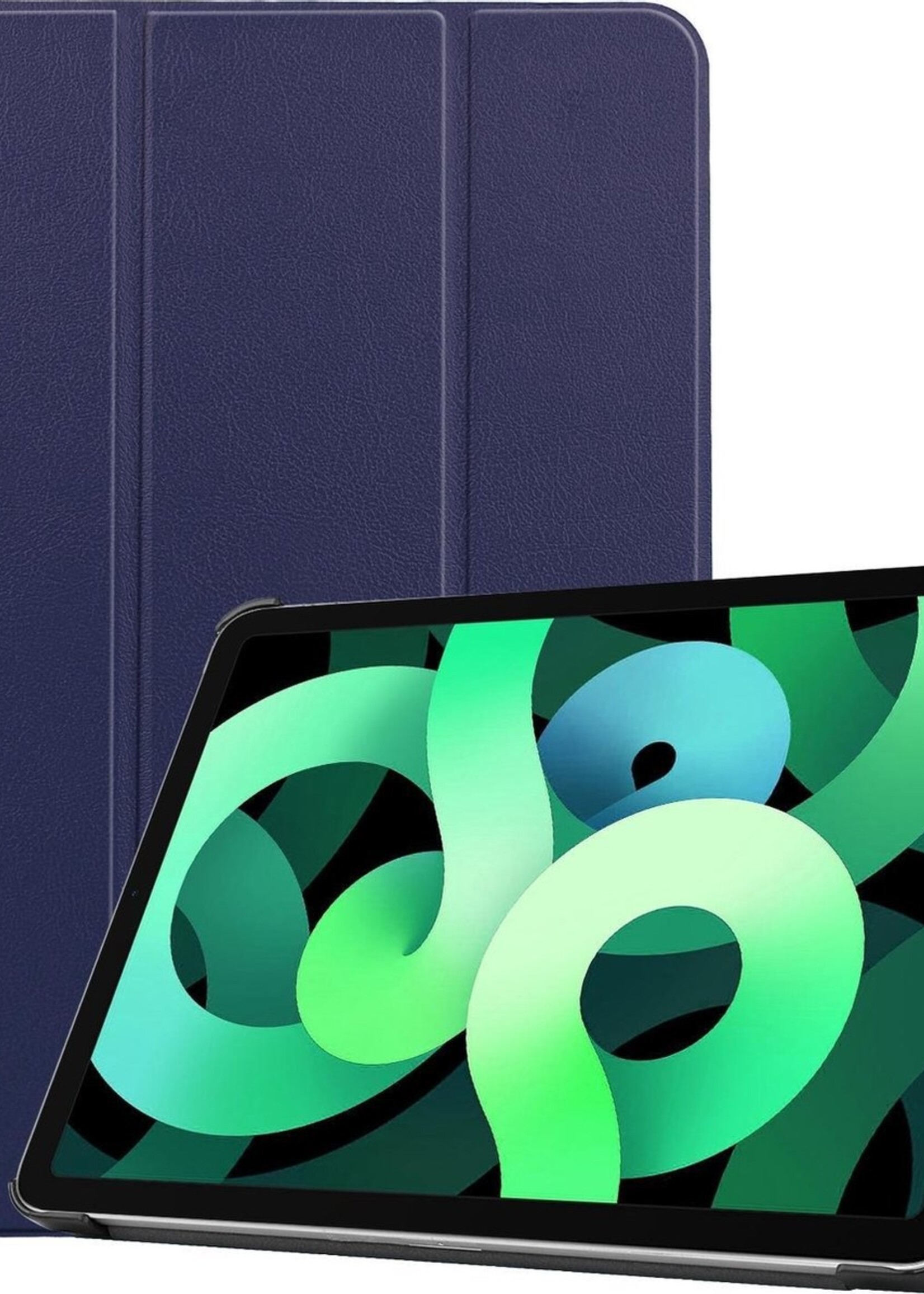 LUQ Hoes Geschikt voor iPad Air 2020 Hoes Luxe Hoesje Book Case - Hoesje Geschikt voor iPad Air 4 2020 Hoes Cover - Donkerblauw