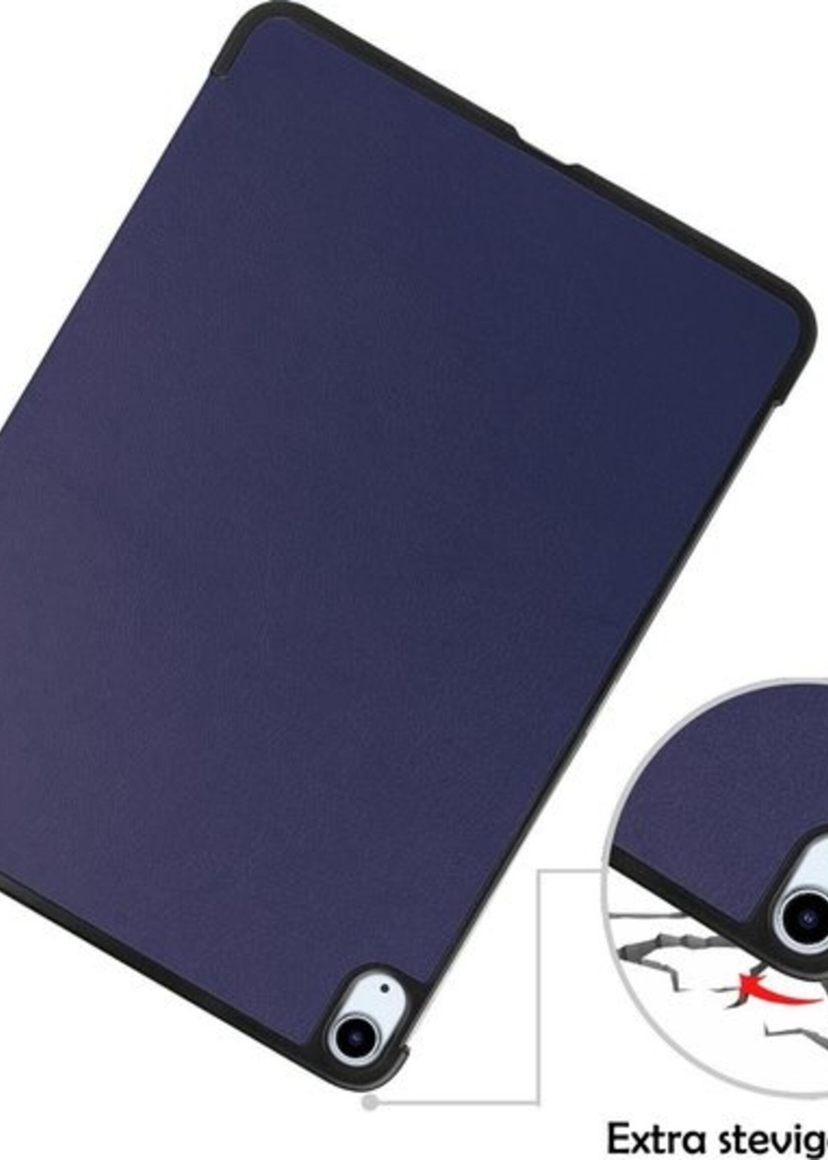 LUQ Hoes Geschikt voor iPad Air 2020 Hoes Luxe Hoesje Book Case - Hoesje Geschikt voor iPad Air 4 2020 Hoes Cover - Donkerblauw