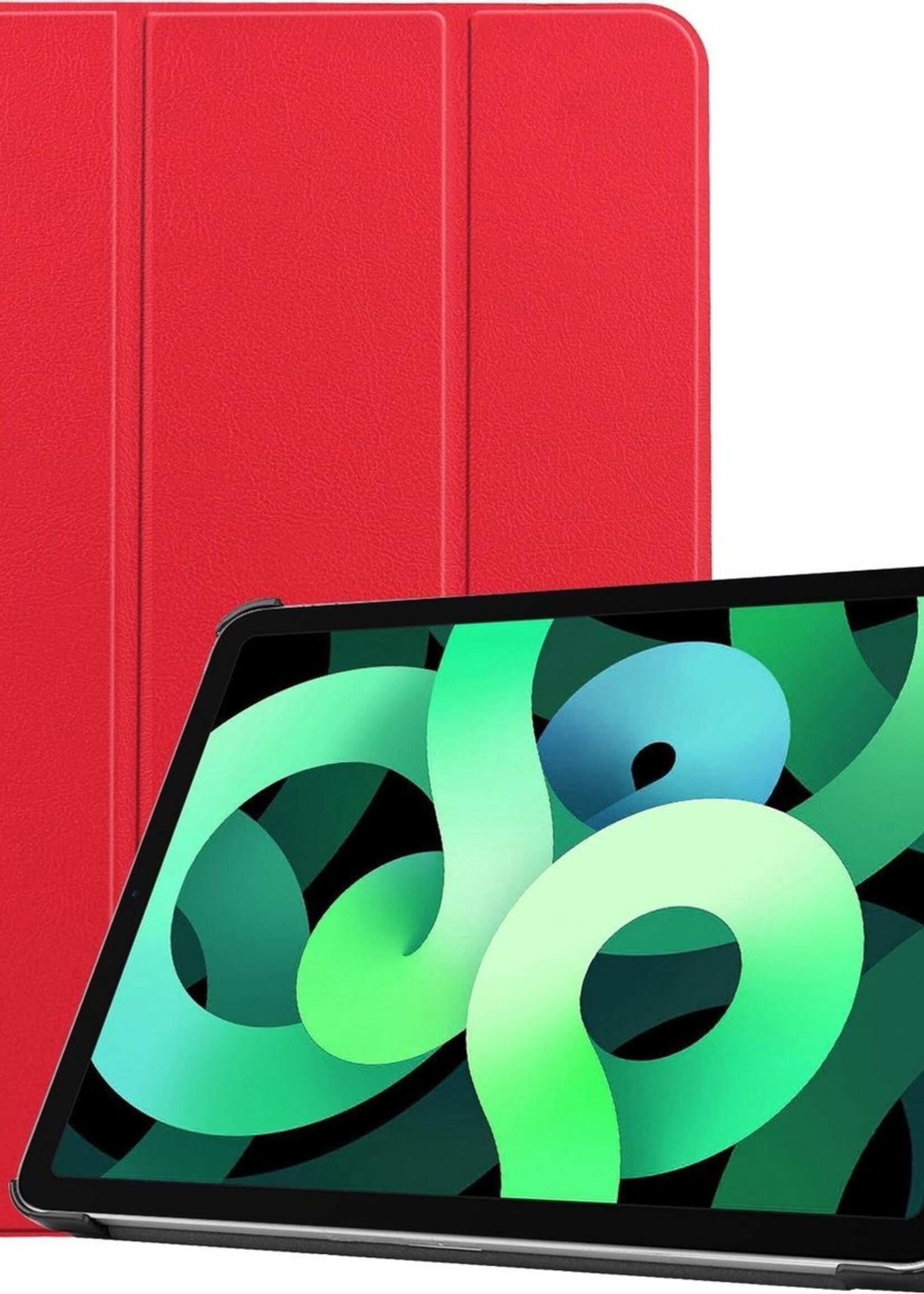 LUQ Hoes Geschikt voor iPad Air 2020 Hoes Luxe Hoesje Book Case - Hoesje Geschikt voor iPad Air 4 2020 Hoes Cover - Rood