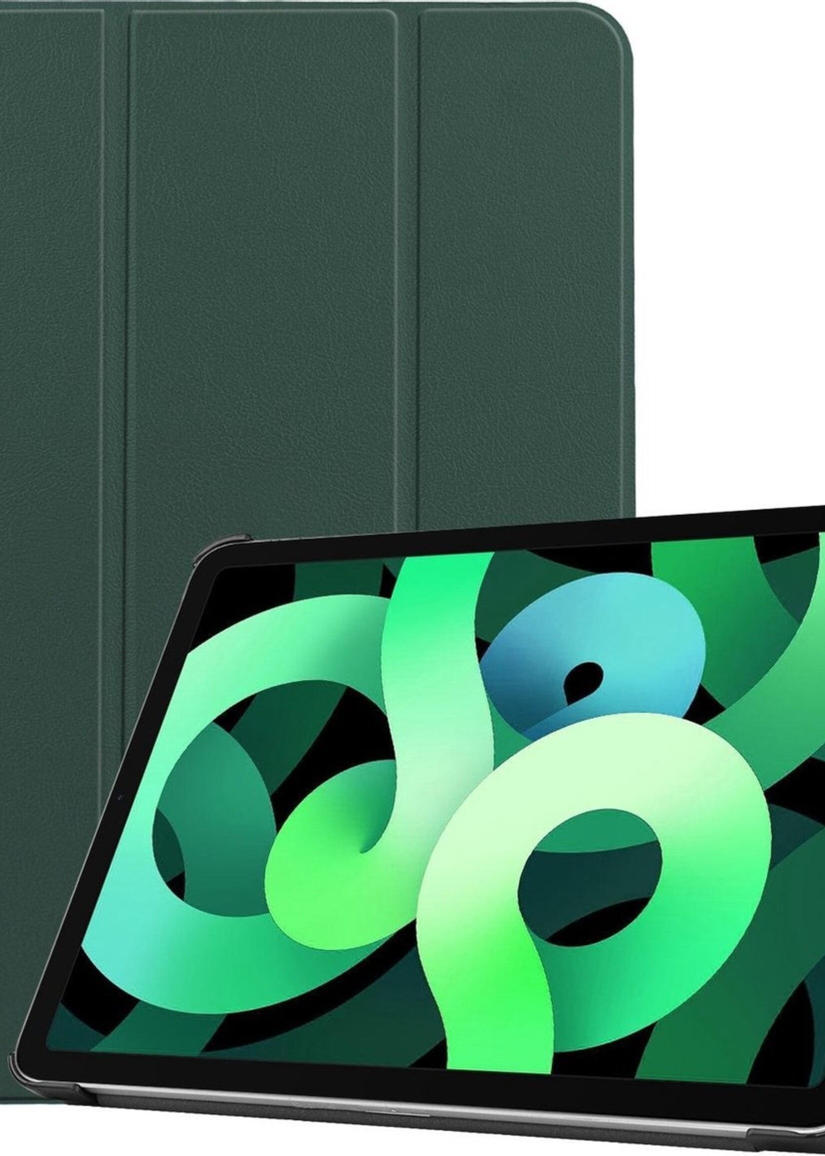 LUQ Hoes Geschikt voor iPad Air 2020 Hoes Luxe Hoesje Book Case - Hoesje Geschikt voor iPad Air 4 2020 Hoes Cover - Donkergroen