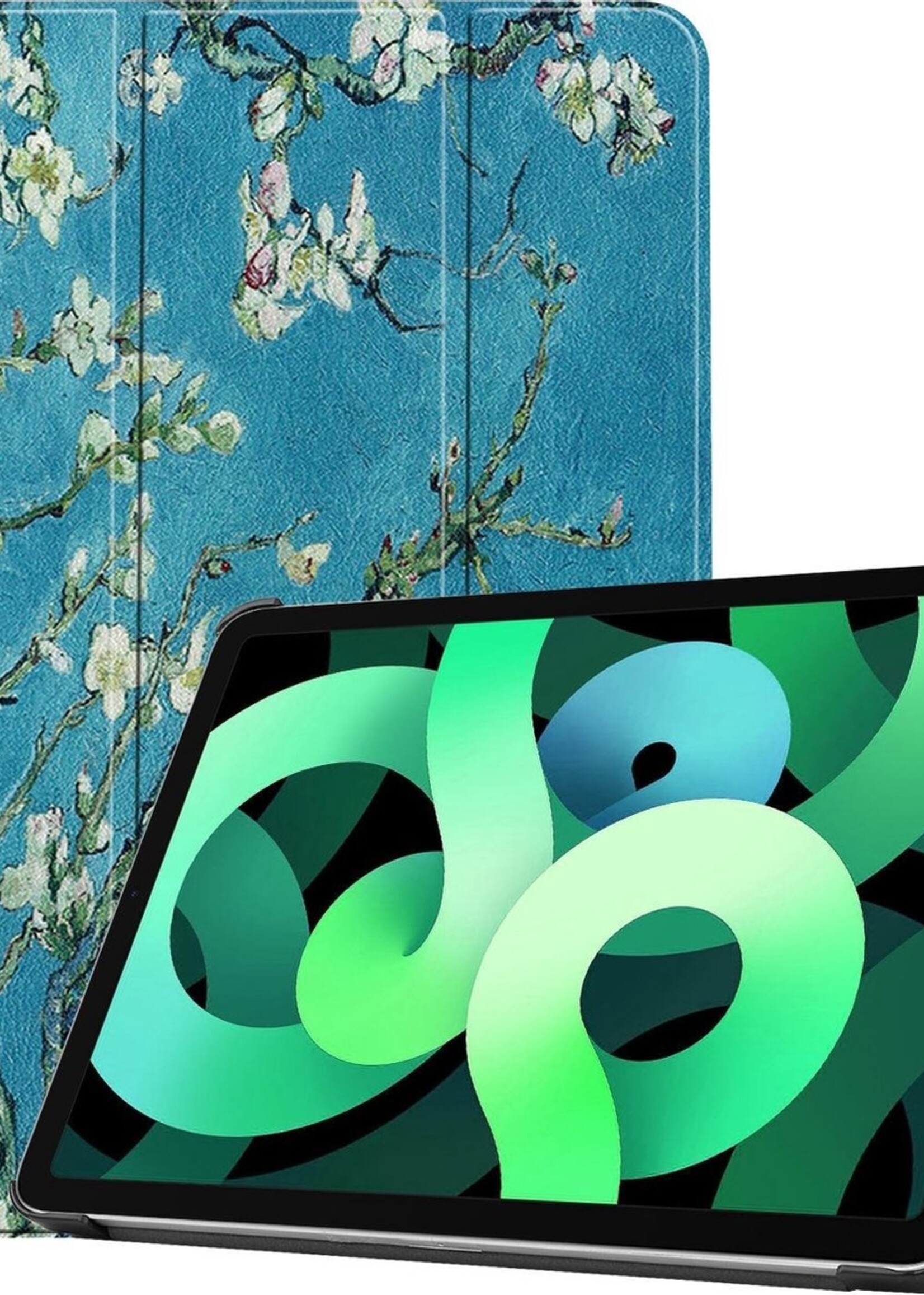 LUQ Hoes Geschikt voor iPad Air 2020 Hoes Luxe Hoesje Book Case - Hoesje Geschikt voor iPad Air 4 2020 Hoes Cover - Bloesem