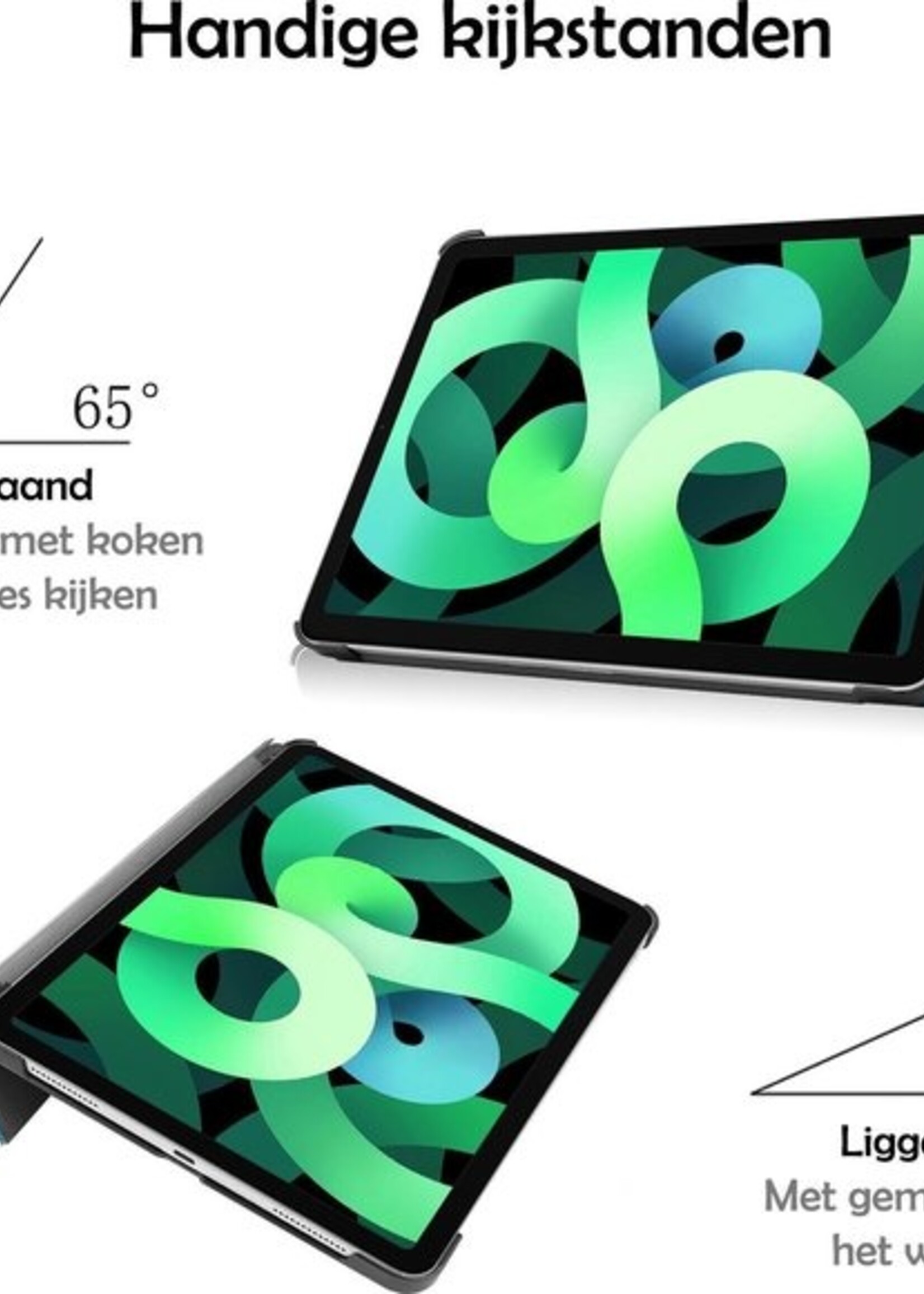 LUQ Hoes Geschikt voor iPad Air 2020 Hoes Luxe Hoesje Book Case - Hoesje Geschikt voor iPad Air 4 2020 Hoes Cover - Bloesem