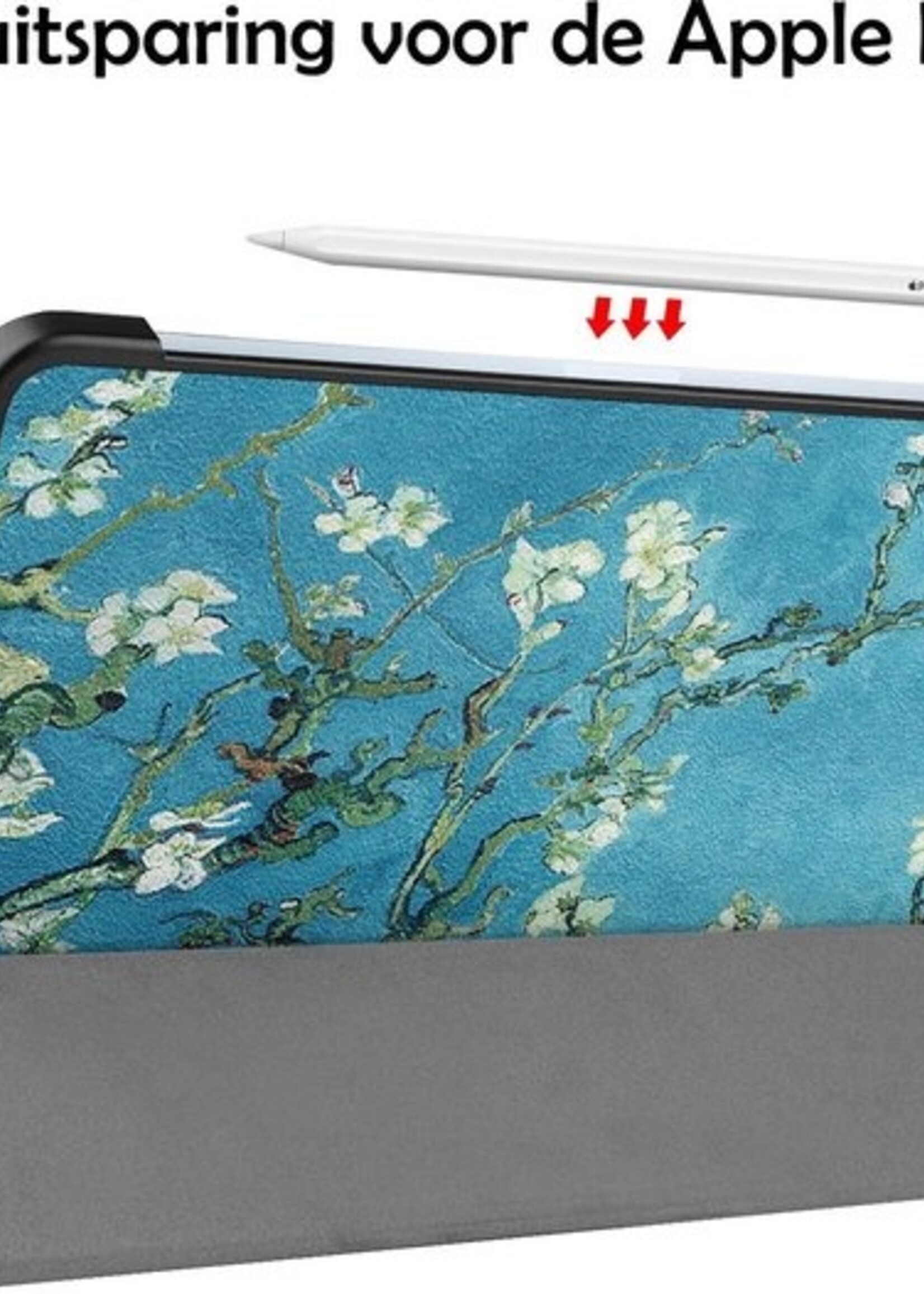 LUQ Hoes Geschikt voor iPad Air 2020 Hoes Luxe Hoesje Book Case - Hoesje Geschikt voor iPad Air 4 2020 Hoes Cover - Bloesem