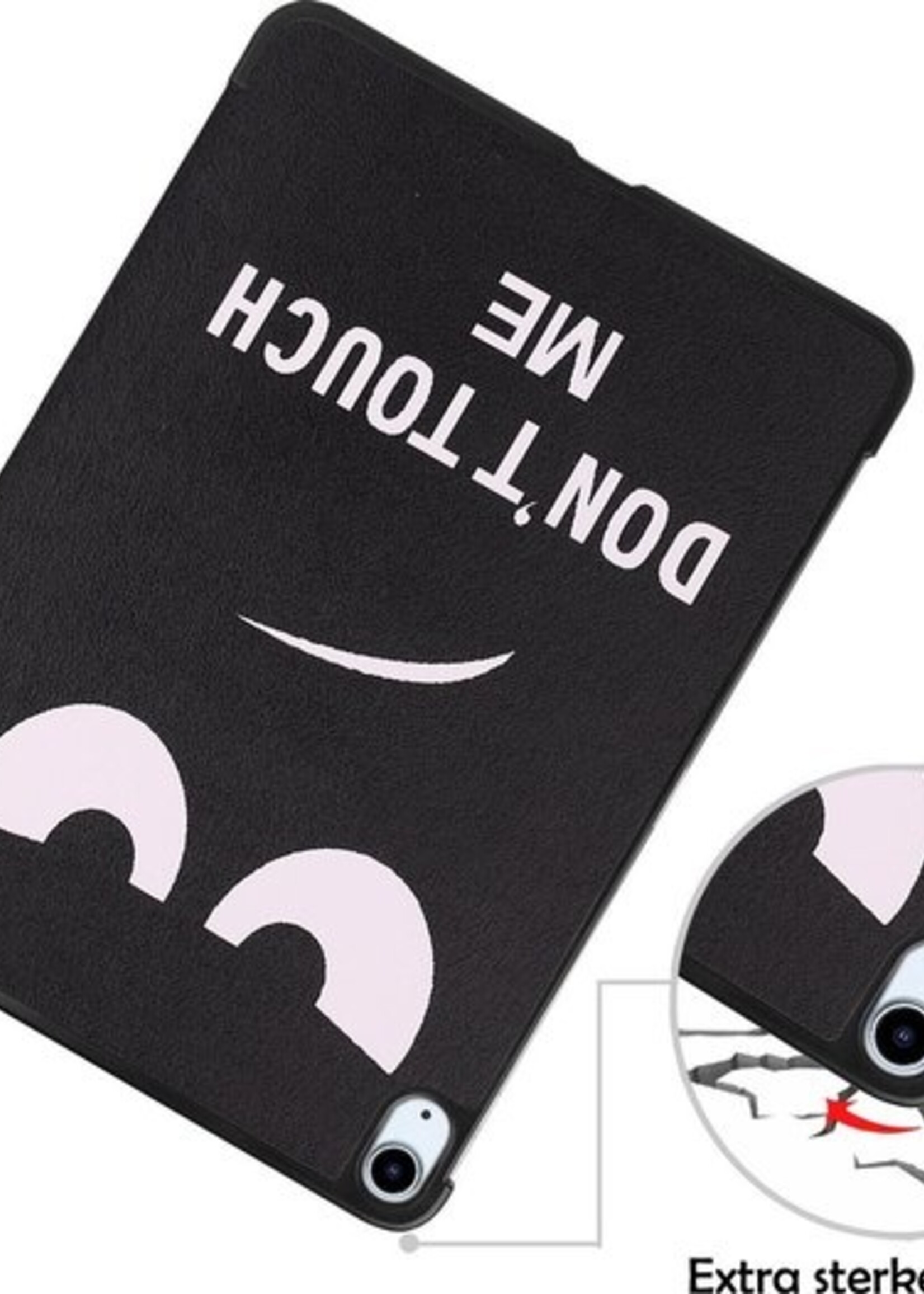 LUQ Hoes Geschikt voor iPad Air 2020 Hoes Luxe Hoesje Book Case - Hoesje Geschikt voor iPad Air 4 2020 Hoes Cover - Don't Touch Me