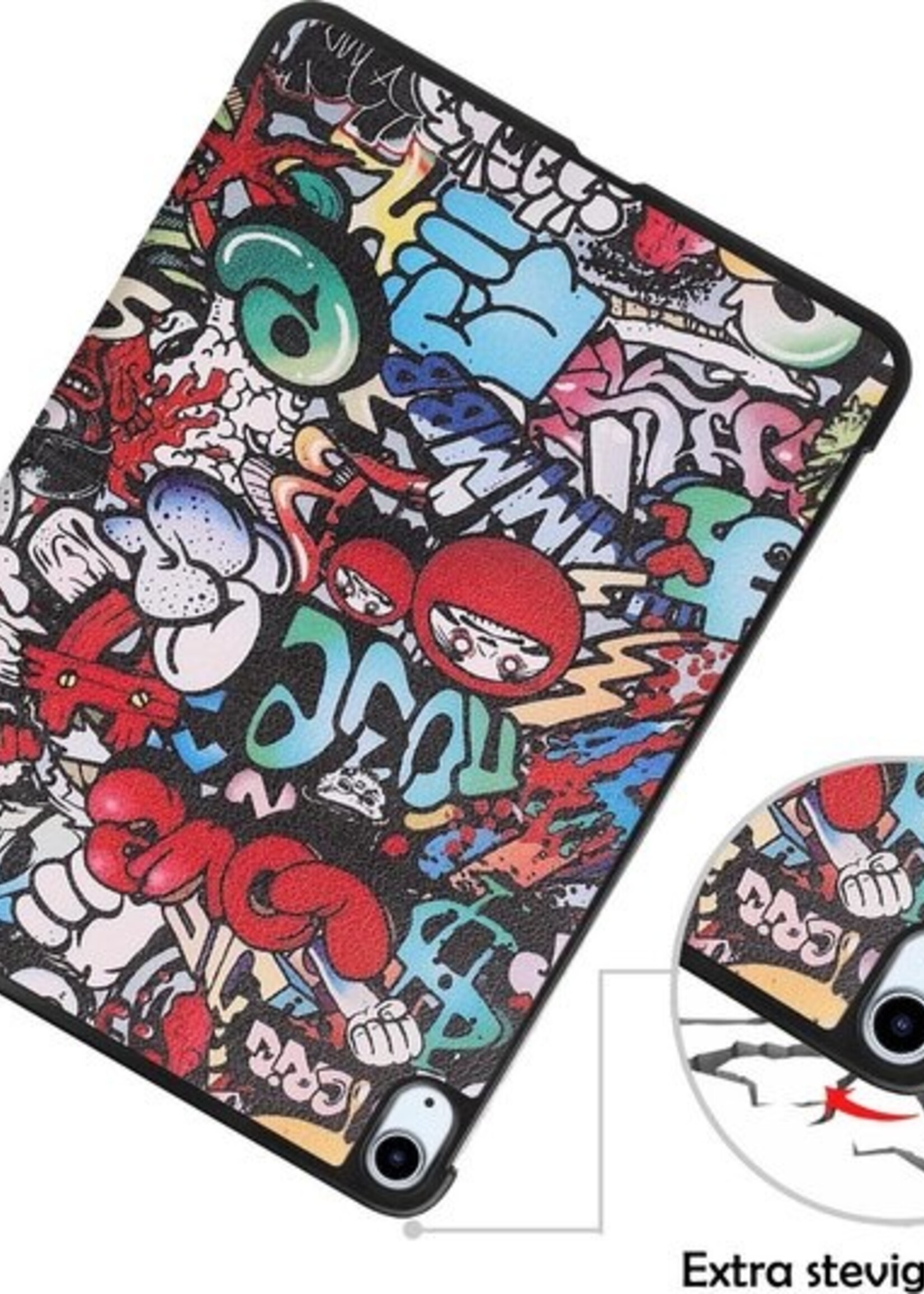 LUQ Hoes Geschikt voor iPad Air 2020 Hoes Luxe Hoesje Book Case - Hoesje Geschikt voor iPad Air 4 2020 Hoes Cover - Graffity