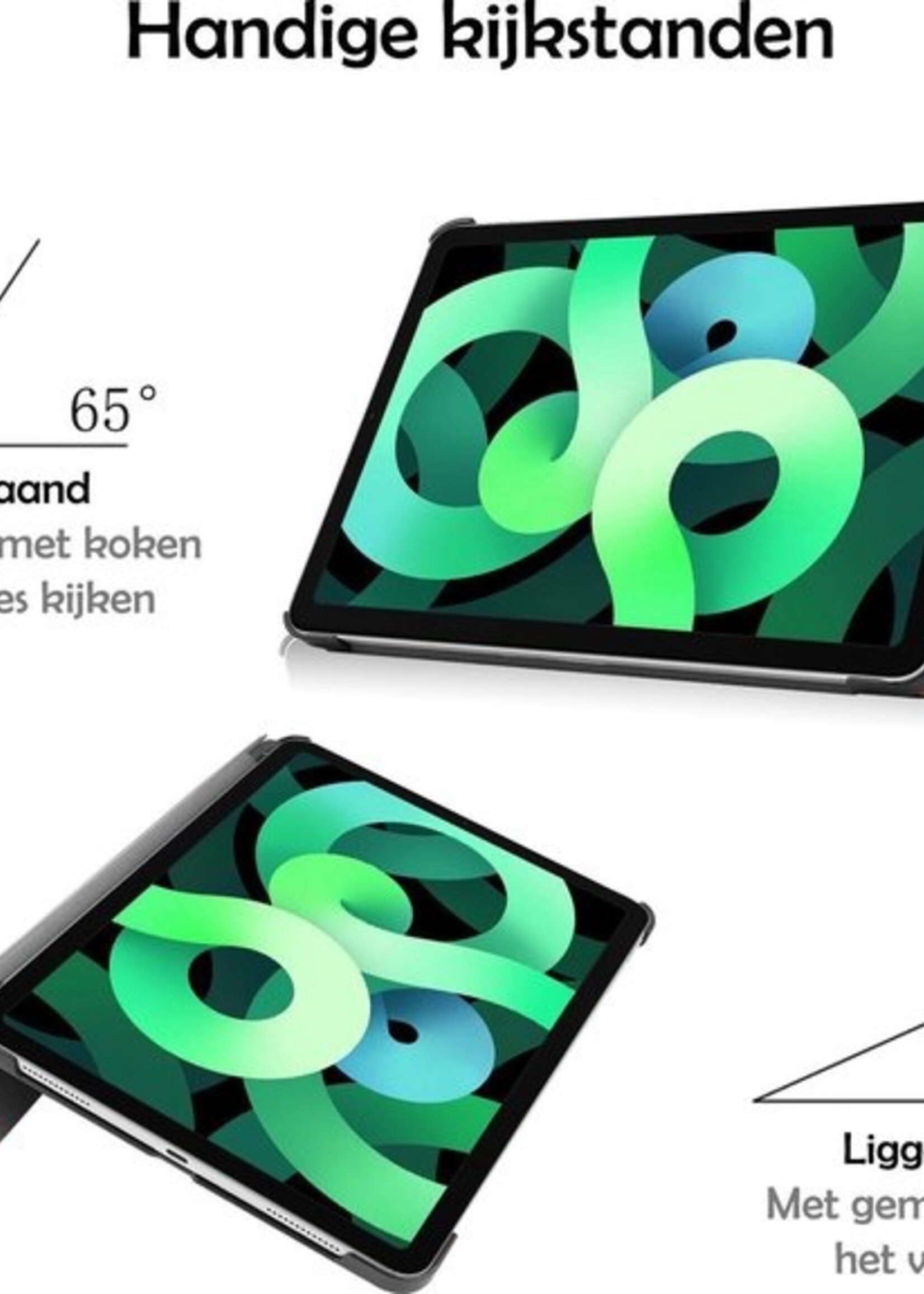 LUQ Hoes Geschikt voor iPad Air 2020 Hoes Luxe Hoesje Book Case - Hoesje Geschikt voor iPad Air 4 2020 Hoes Cover - Vlinders