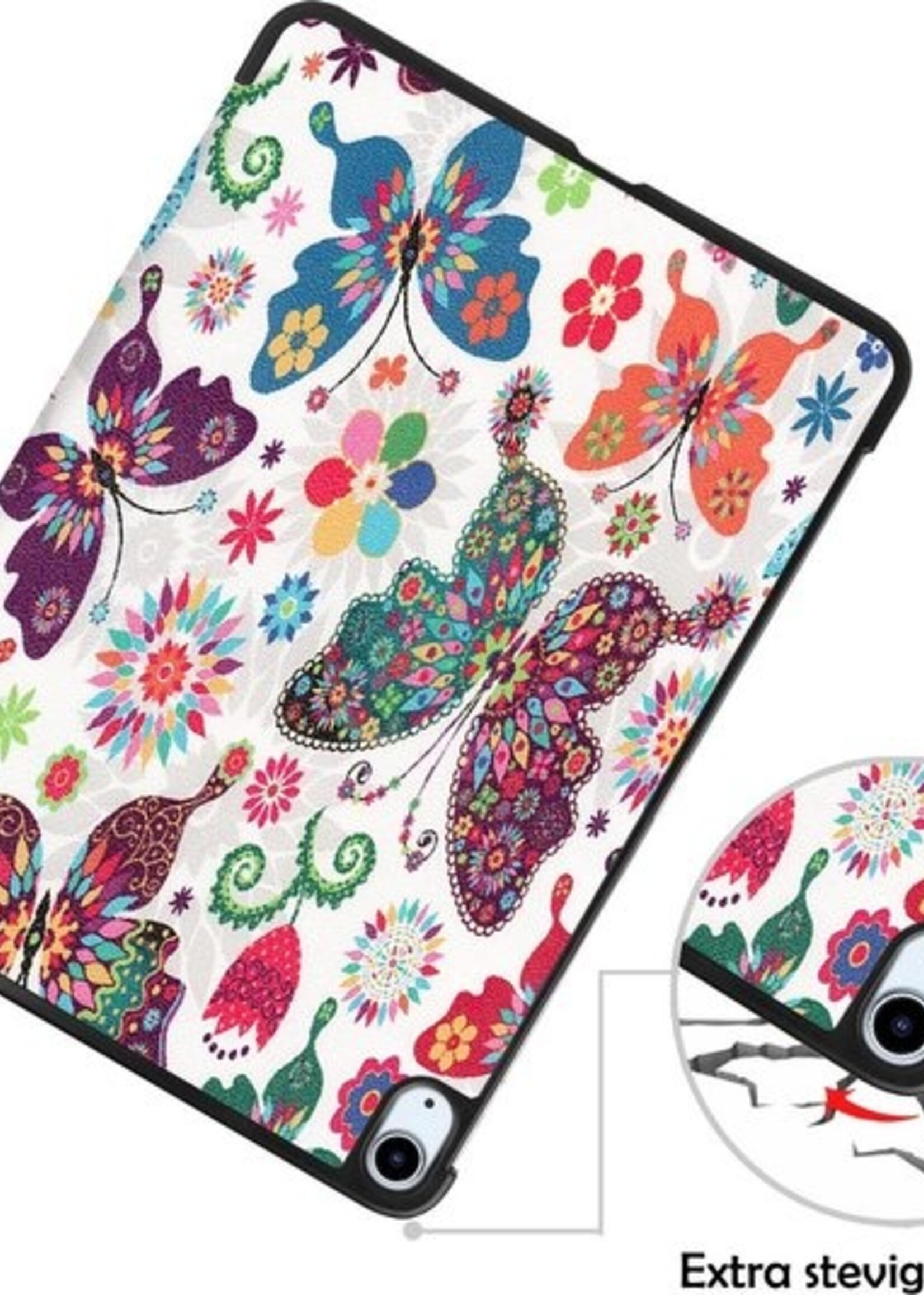 LUQ Hoes Geschikt voor iPad Air 2020 Hoes Luxe Hoesje Book Case - Hoesje Geschikt voor iPad Air 4 2020 Hoes Cover - Vlinders