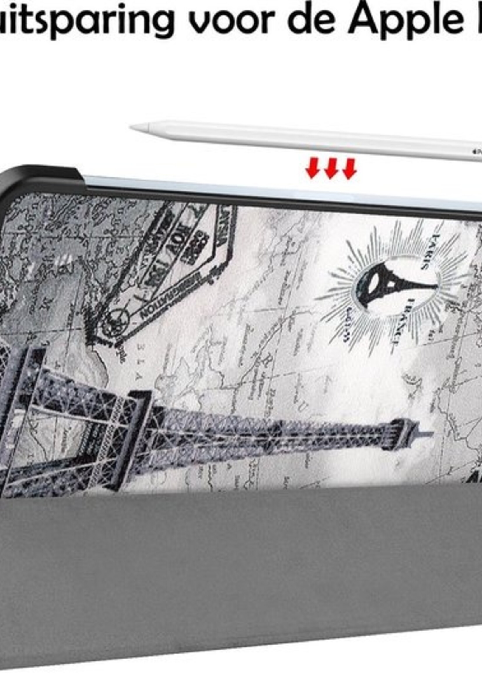 LUQ Hoes Geschikt voor iPad Air 2020 Hoes Luxe Hoesje Book Case - Hoesje Geschikt voor iPad Air 4 2020 Hoes Cover - Eiffeltoren