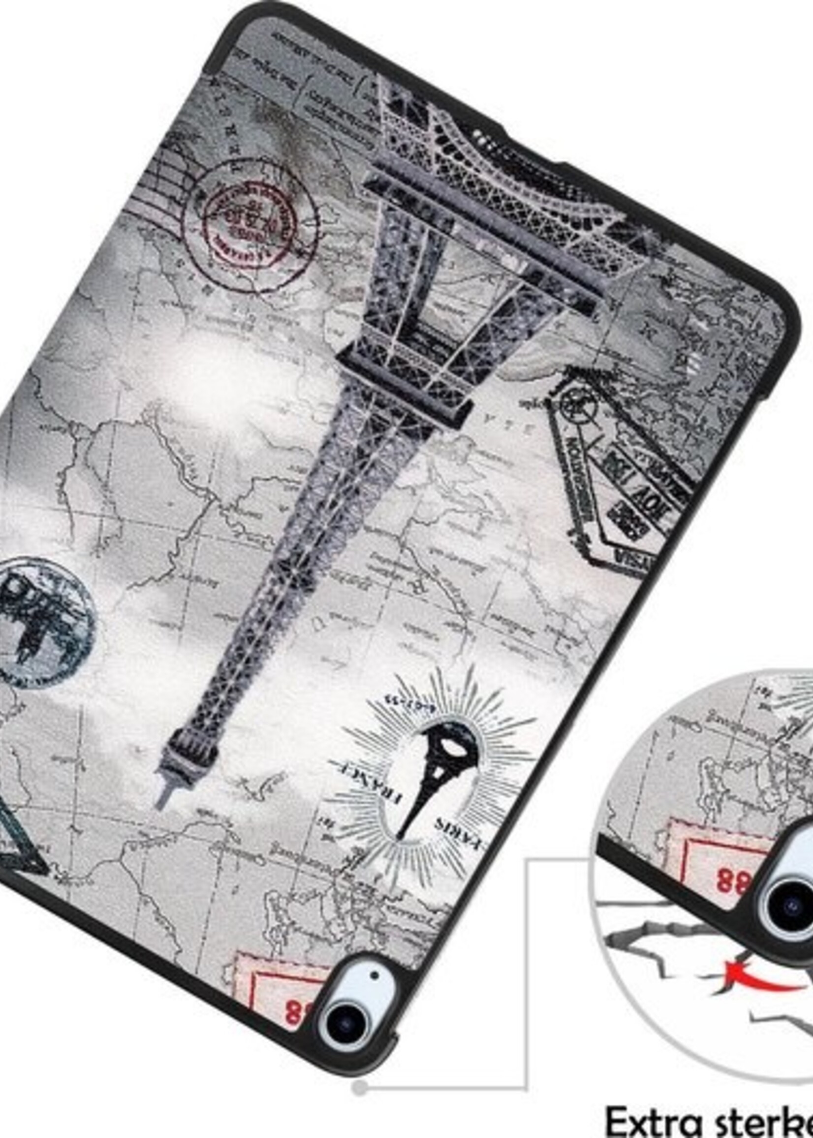 LUQ Hoes Geschikt voor iPad Air 2020 Hoes Luxe Hoesje Book Case - Hoesje Geschikt voor iPad Air 4 2020 Hoes Cover - Eiffeltoren