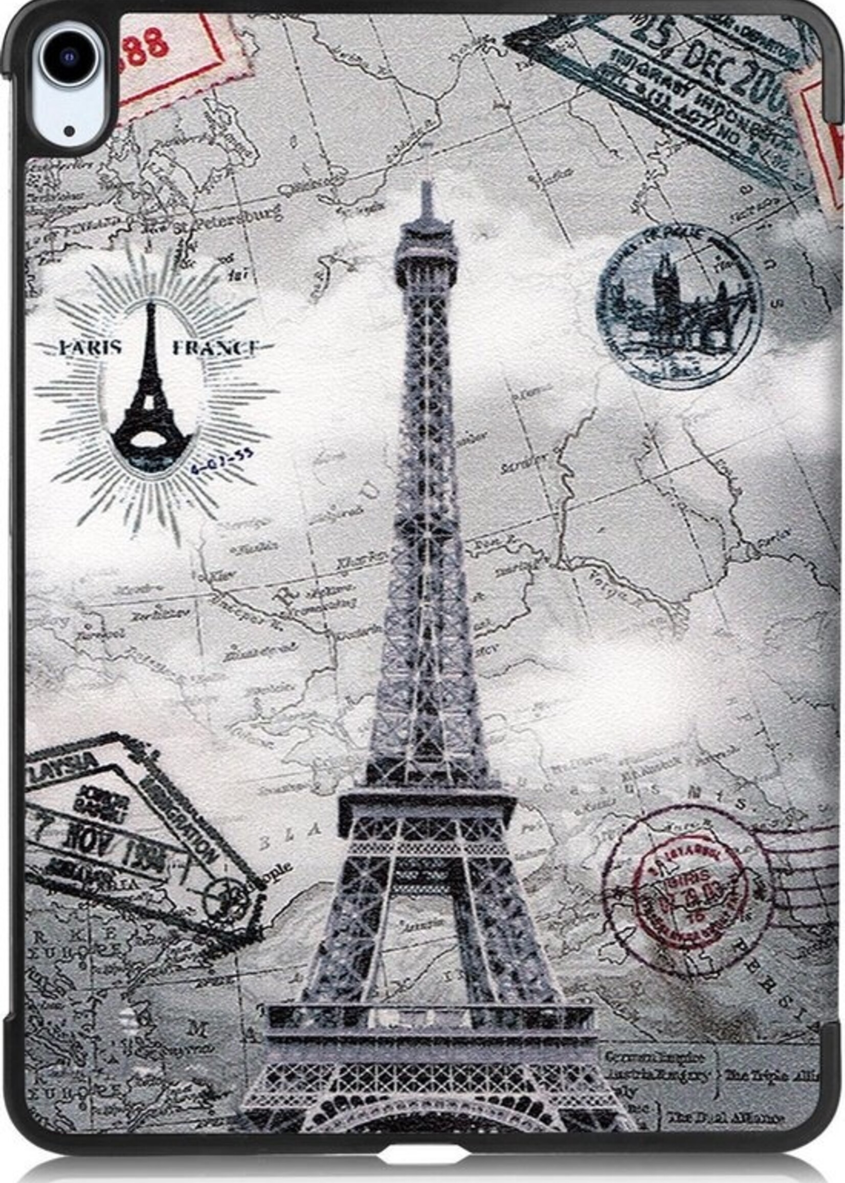 LUQ Hoes Geschikt voor iPad Air 2020 Hoes Luxe Hoesje Book Case - Hoesje Geschikt voor iPad Air 4 2020 Hoes Cover - Eiffeltoren