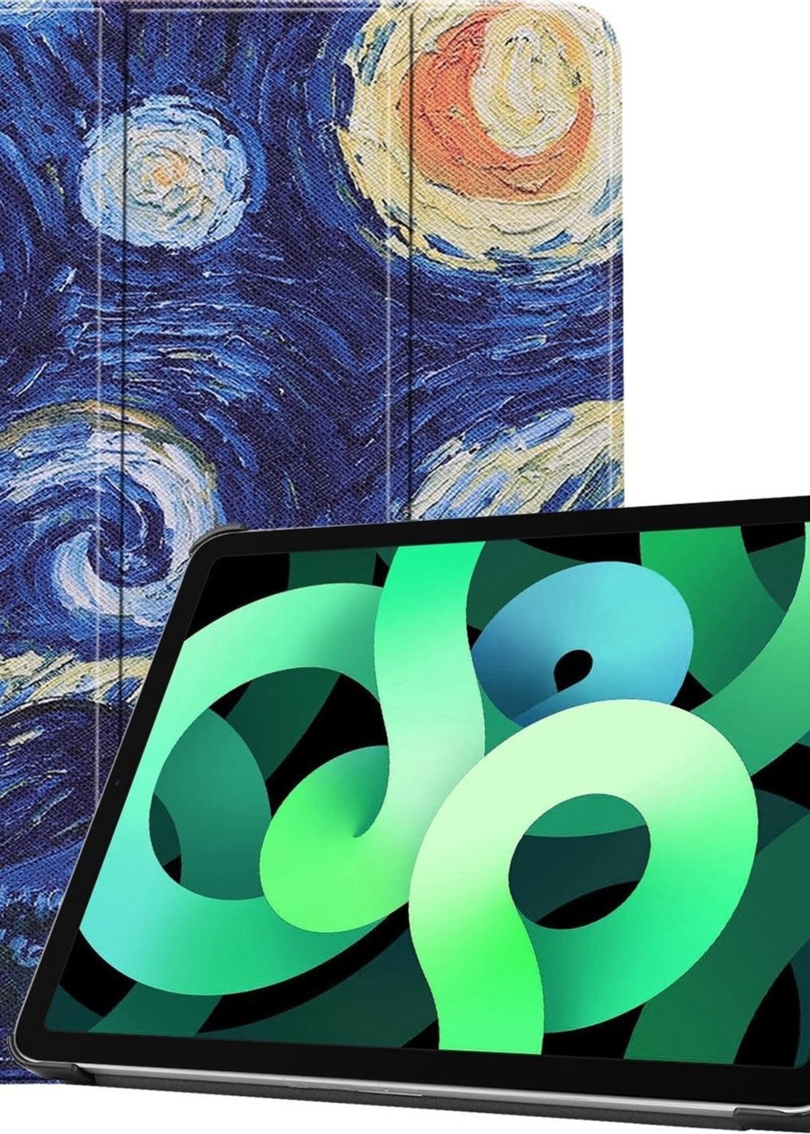 LUQ Hoes Geschikt voor iPad Air 2020 Hoes Luxe Hoesje Book Case - Hoesje Geschikt voor iPad Air 4 2020 Hoes Cover - Sterrenhemel