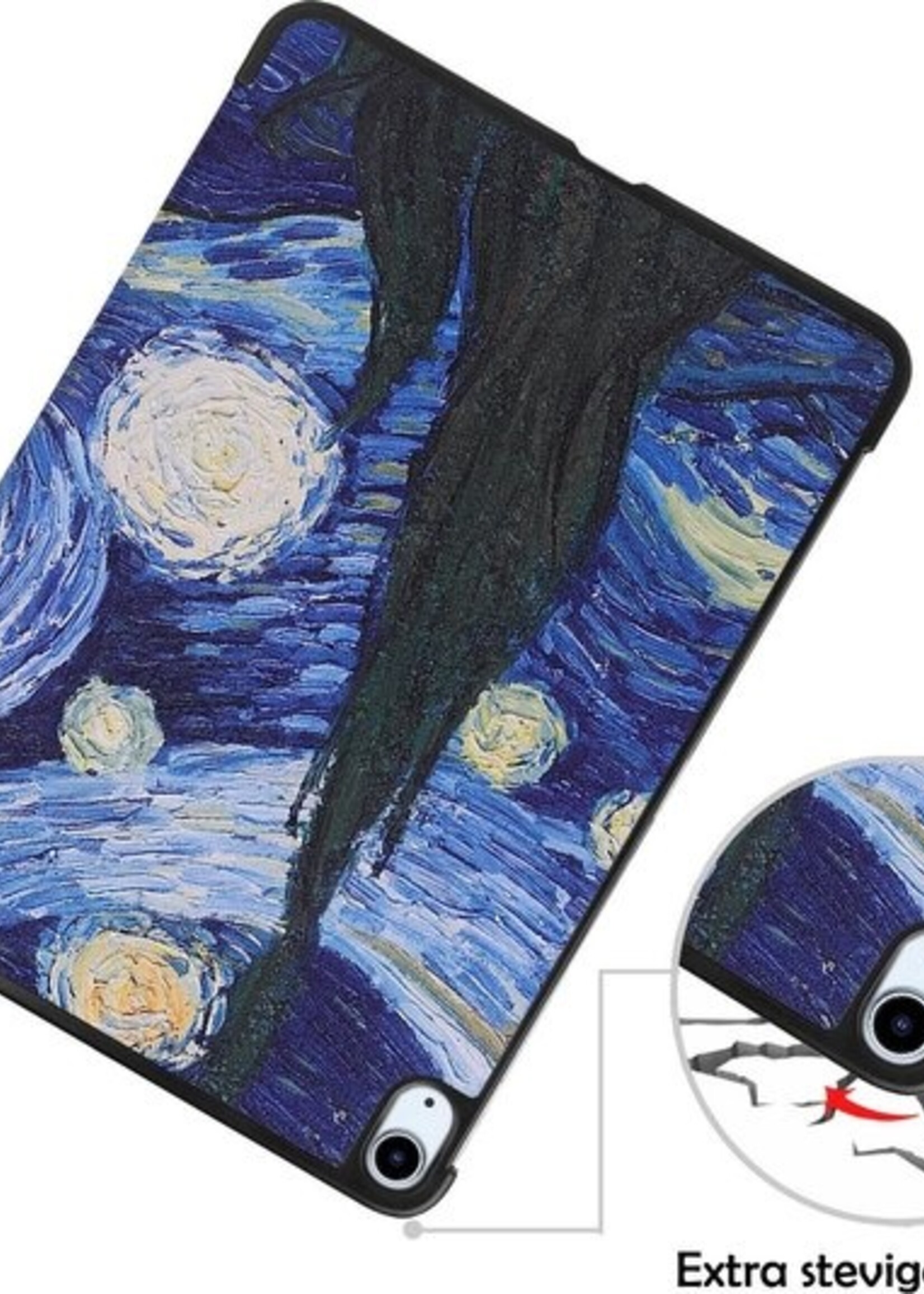 LUQ Hoes Geschikt voor iPad Air 2020 Hoes Luxe Hoesje Book Case - Hoesje Geschikt voor iPad Air 4 2020 Hoes Cover - Sterrenhemel