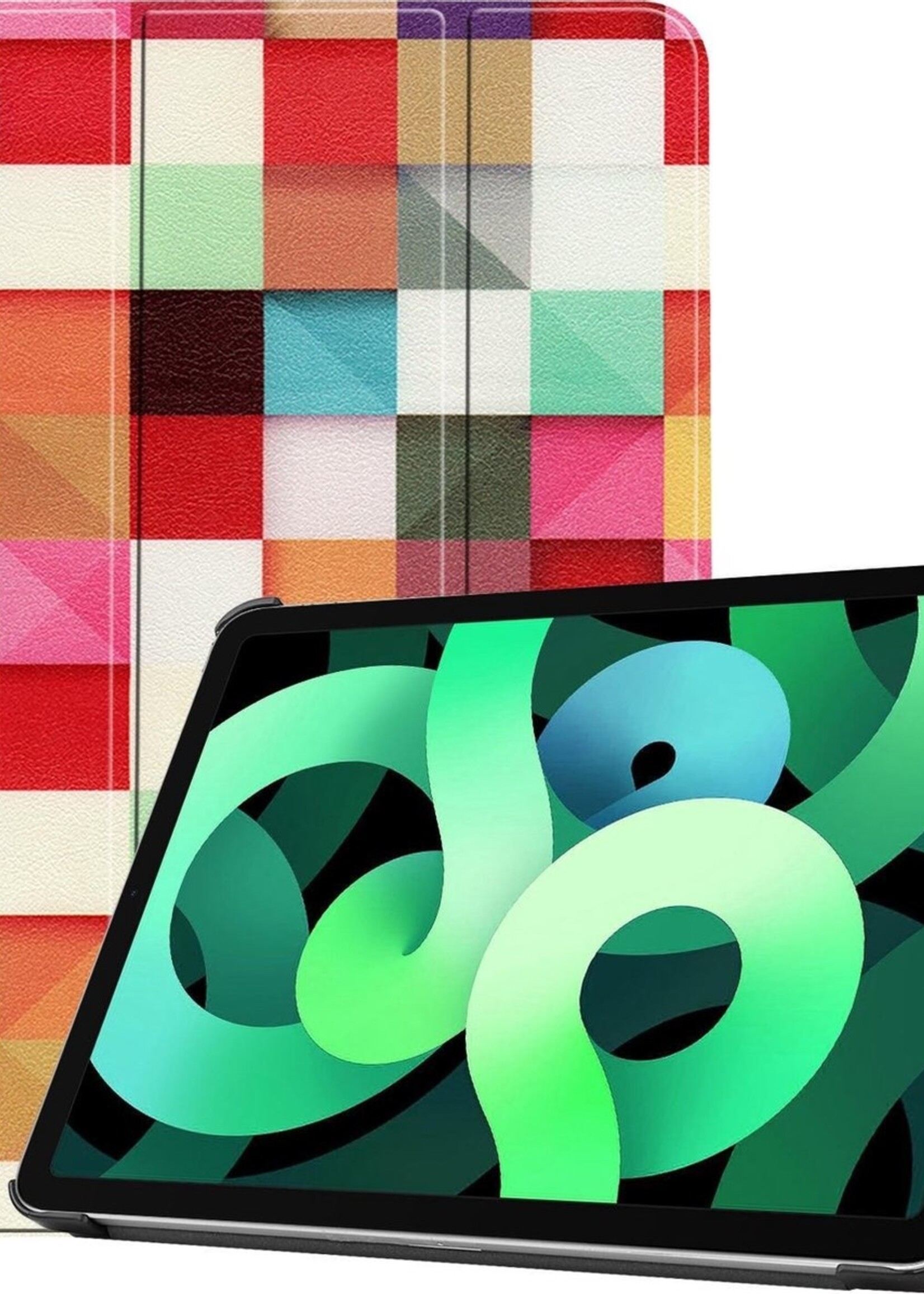 LUQ Hoes Geschikt voor iPad Air 2020 Hoes Luxe Hoesje Book Case - Hoesje Geschikt voor iPad Air 4 2020 Hoes Cover - Blokken