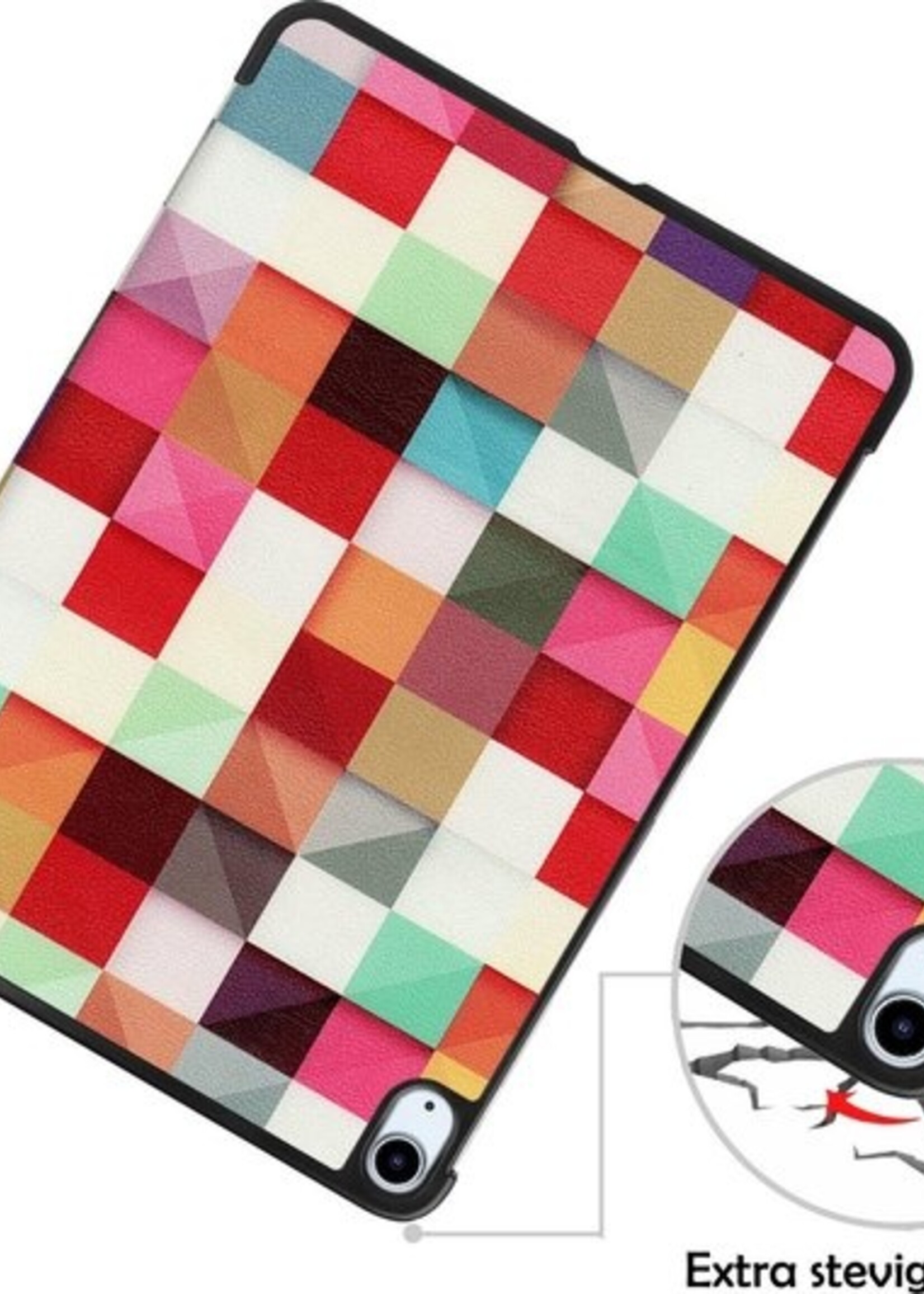 LUQ Hoes Geschikt voor iPad Air 2020 Hoes Luxe Hoesje Book Case - Hoesje Geschikt voor iPad Air 4 2020 Hoes Cover - Blokken