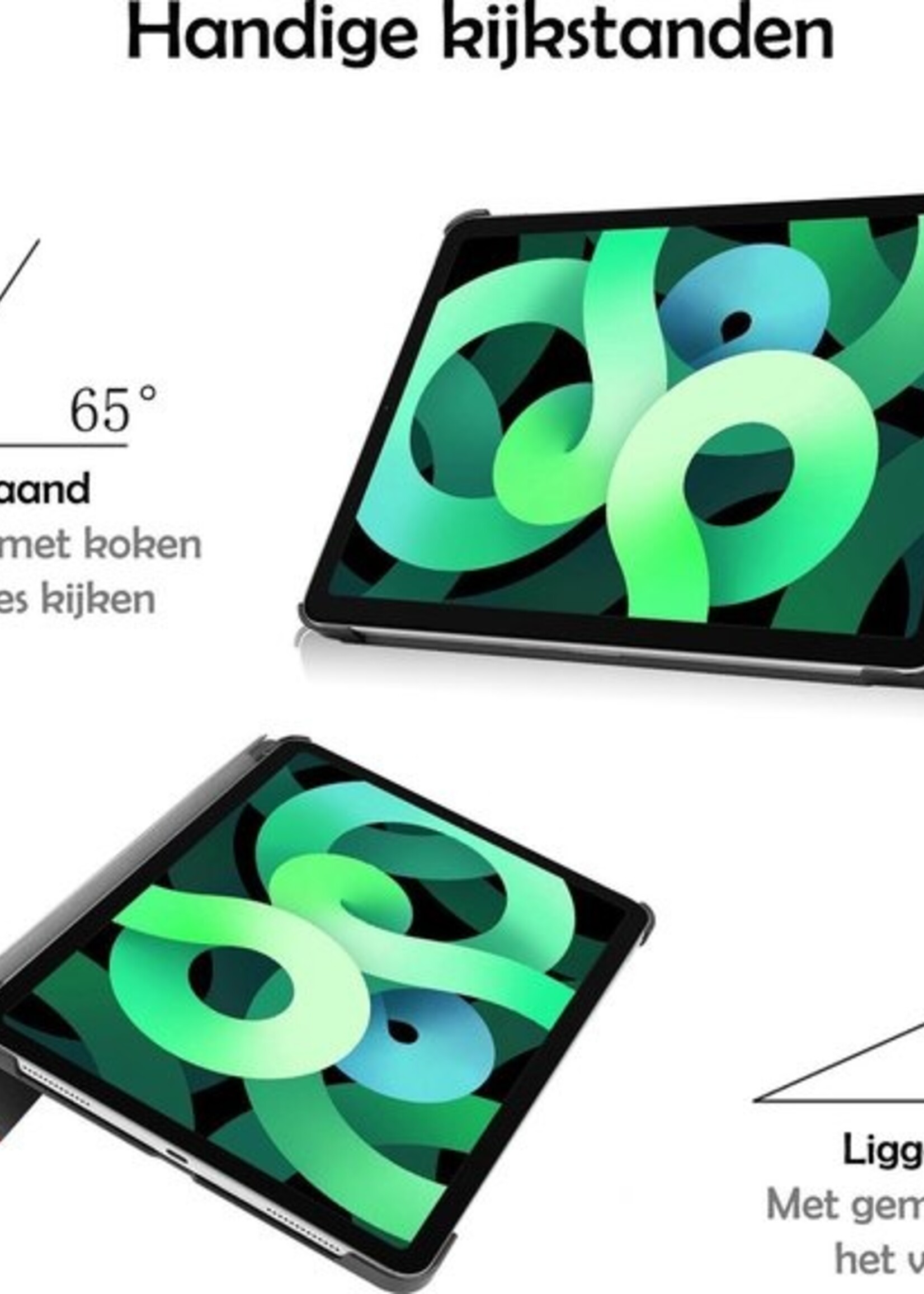 LUQ Hoes Geschikt voor iPad Air 2020 Hoes Luxe Hoesje Book Case - Hoesje Geschikt voor iPad Air 4 2020 Hoes Cover - Blokken