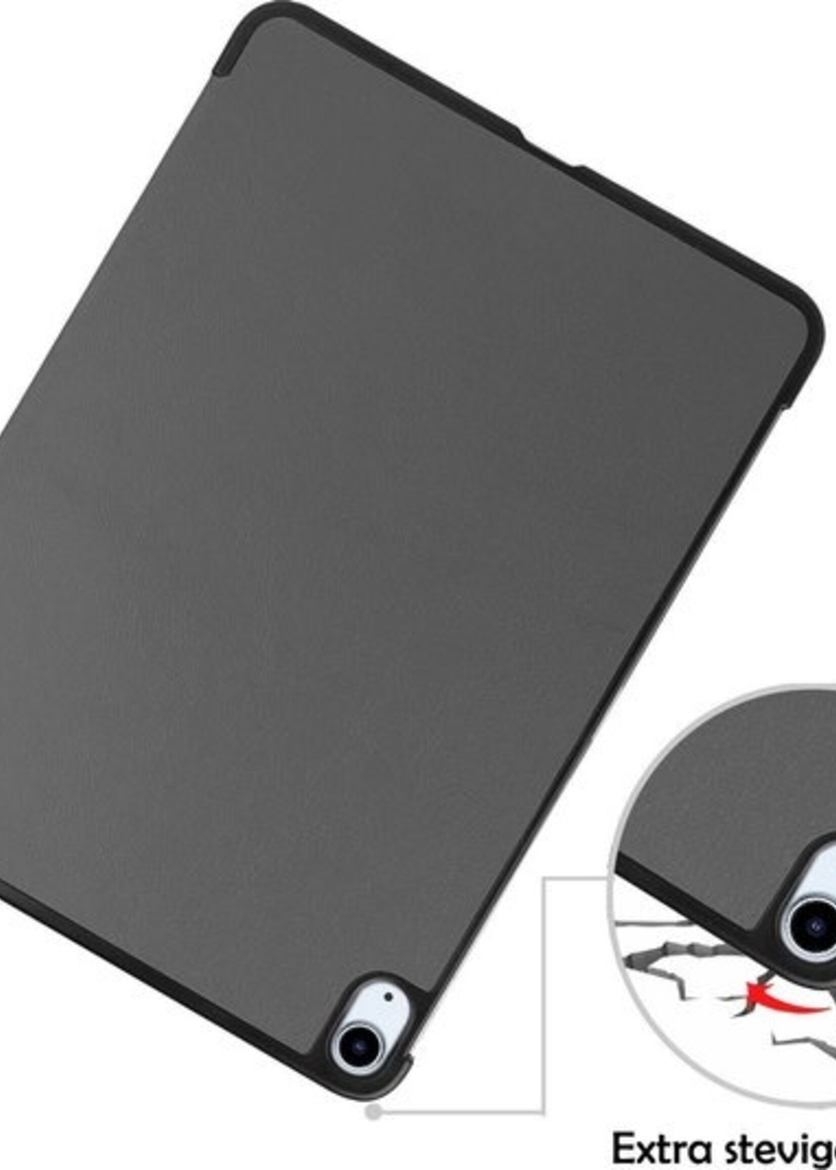 LUQ Hoes Geschikt voor iPad Air 2020 Hoes Luxe Hoesje Book Case Met Screenprotector - Hoesje Geschikt voor iPad Air 4 2020 Hoes Cover - Grijs