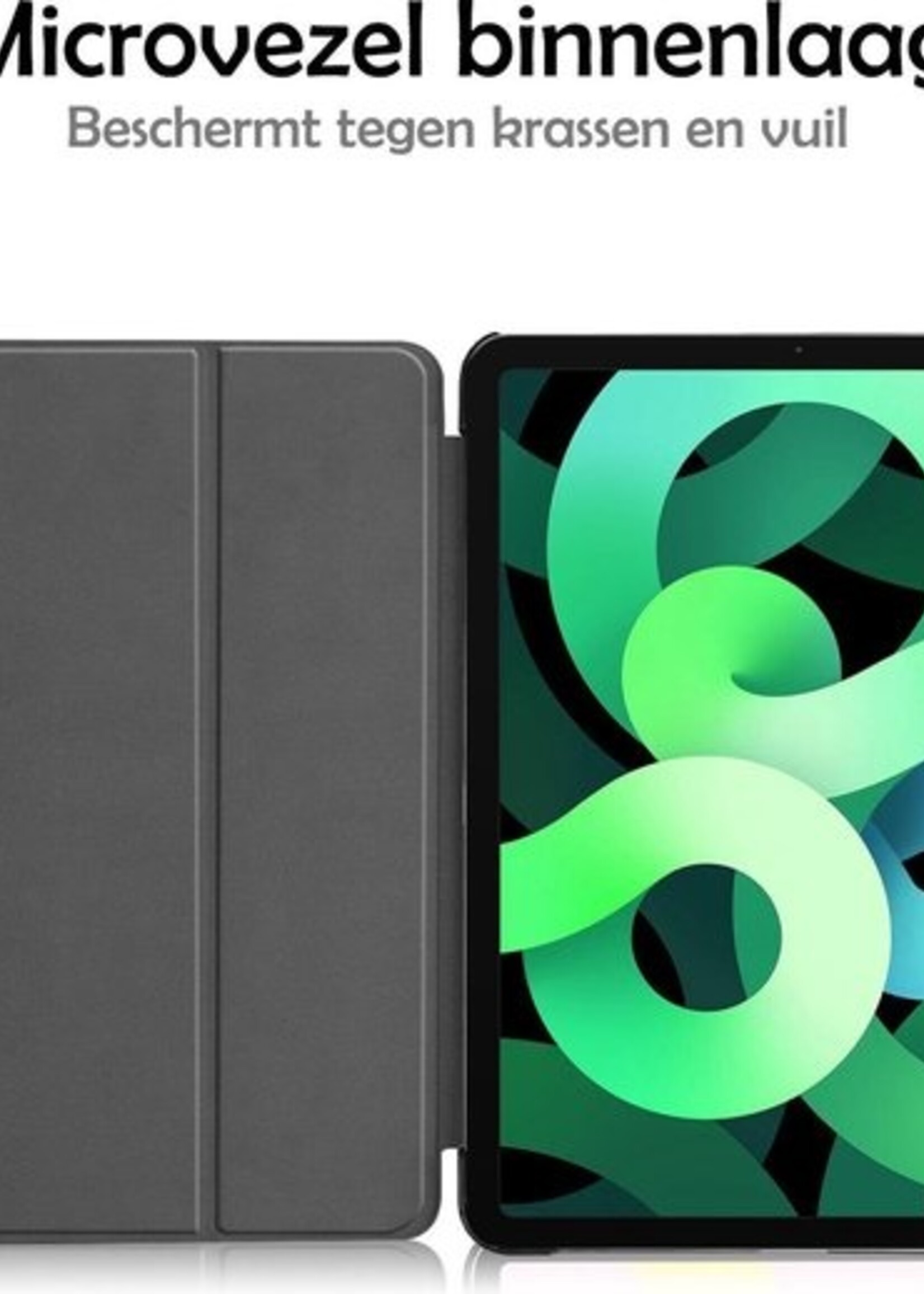 LUQ Hoes Geschikt voor iPad Air 2020 Hoes Luxe Hoesje Book Case Met Screenprotector - Hoesje Geschikt voor iPad Air 4 2020 Hoes Cover - Lichtblauw