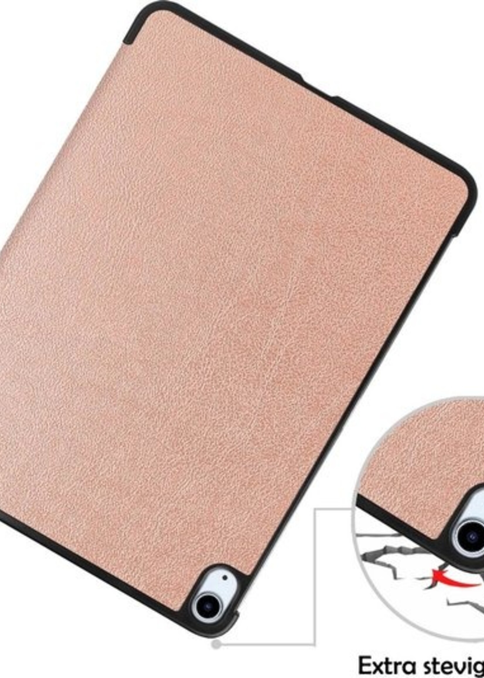 LUQ Hoes Geschikt voor iPad Air 2020 Hoes Luxe Hoesje Book Case Met Screenprotector - Hoesje Geschikt voor iPad Air 4 2020 Hoes Cover - Rosé goud