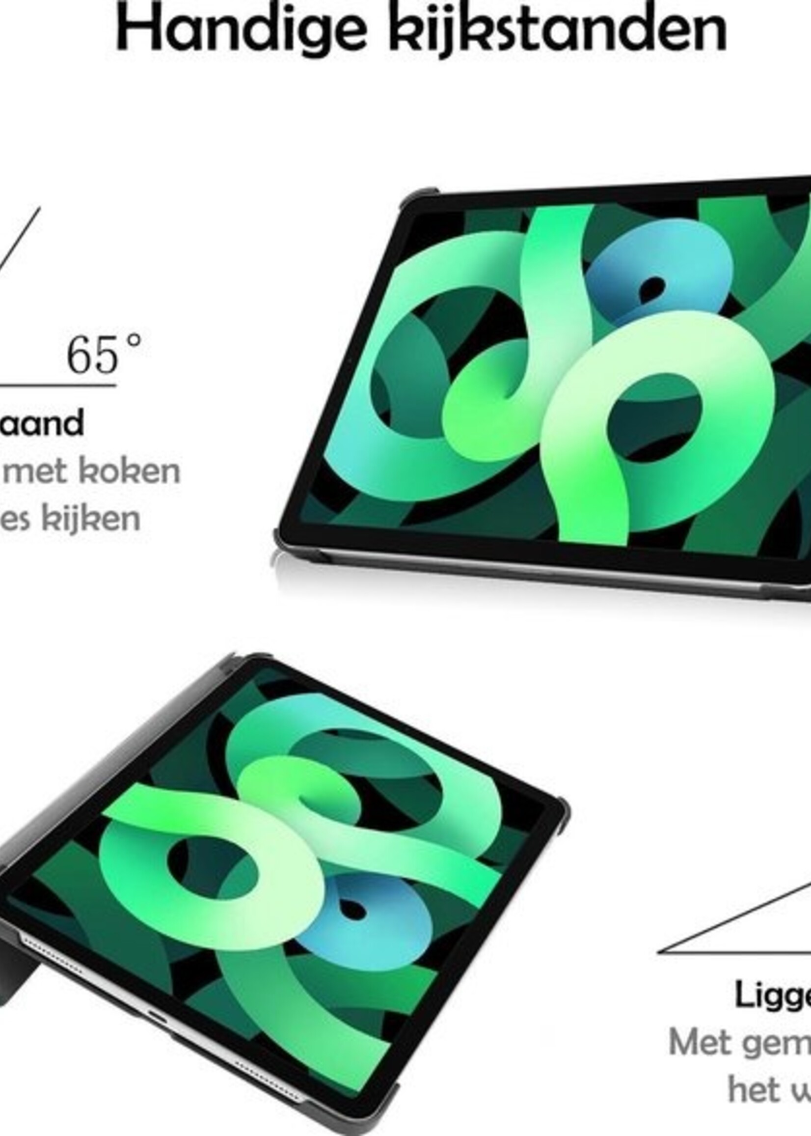 LUQ Hoes Geschikt voor iPad Air 2020 Hoes Luxe Hoesje Book Case Met Screenprotector - Hoesje Geschikt voor iPad Air 4 2020 Hoes Cover - Donkergroen