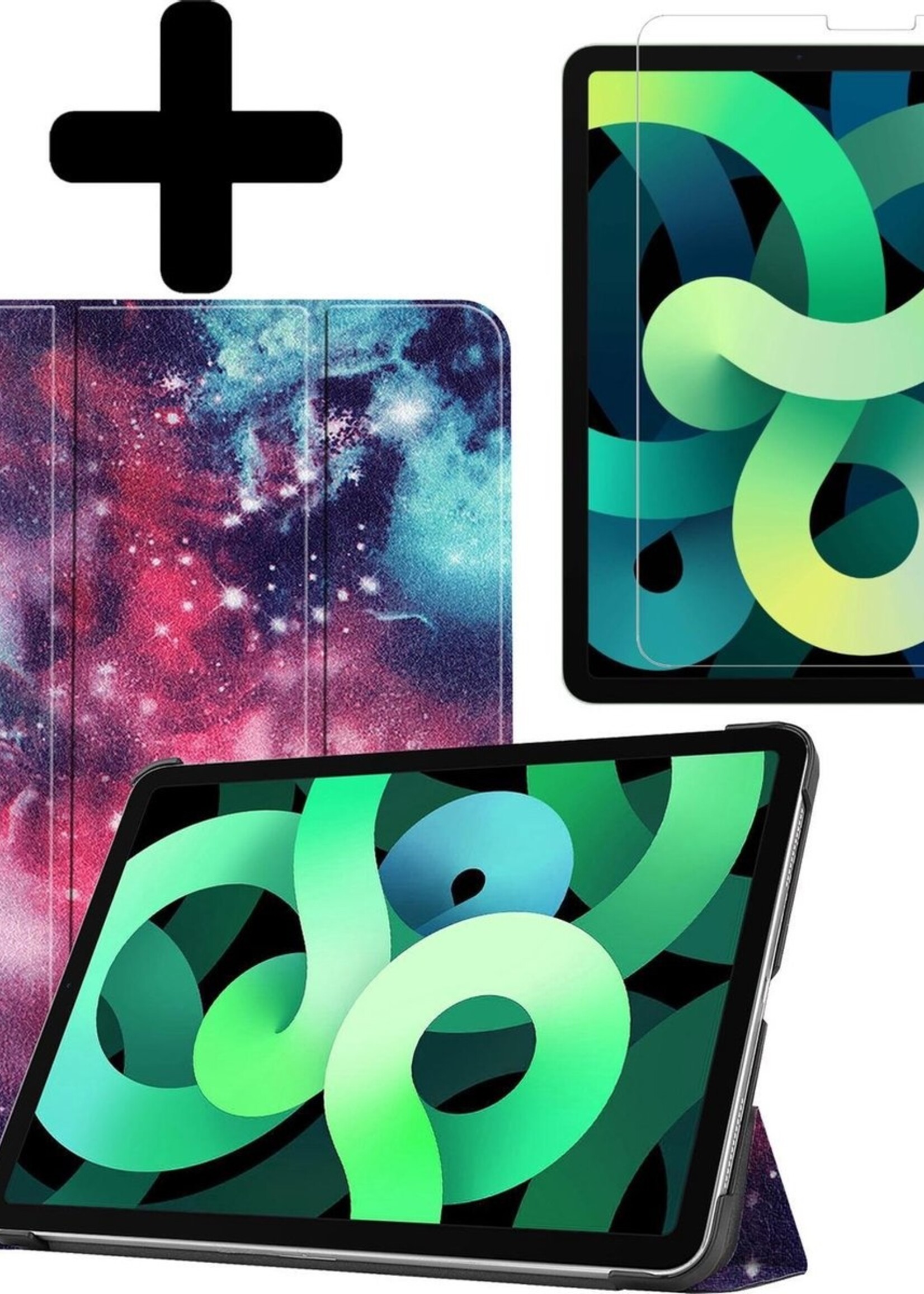 LUQ Hoes Geschikt voor iPad Air 2020 Hoes Luxe Hoesje Book Case Met Screenprotector - Hoesje Geschikt voor iPad Air 4 2020 Hoes Cover - Galaxy