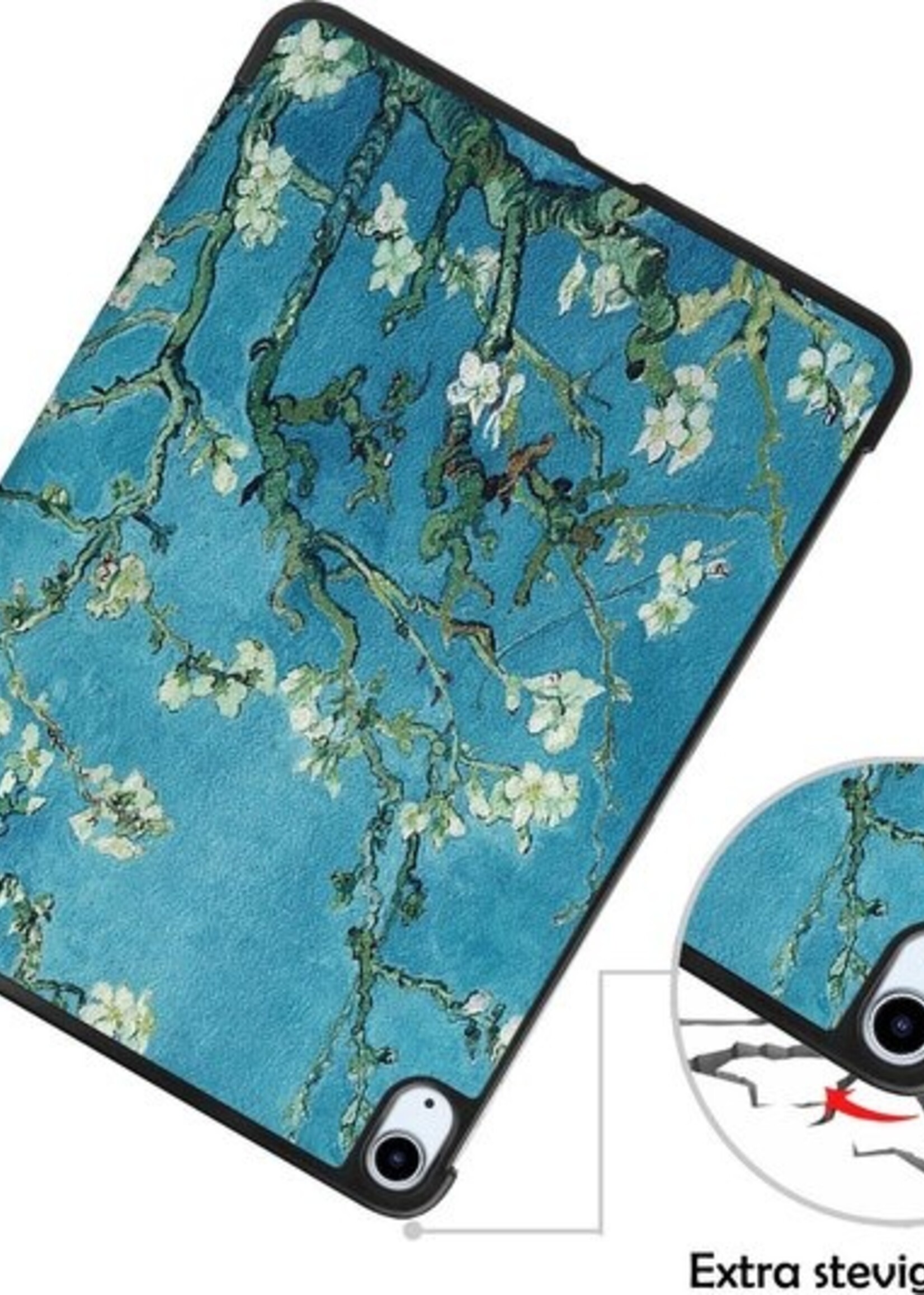 LUQ Hoes Geschikt voor iPad Air 2020 Hoes Luxe Hoesje Book Case Met Screenprotector - Hoesje Geschikt voor iPad Air 4 2020 Hoes Cover - Bloesem