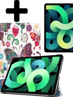 LUQ LUQ iPad Air 4 Hoesje Tablet Hoes Met Screenprotector - Vlinders
