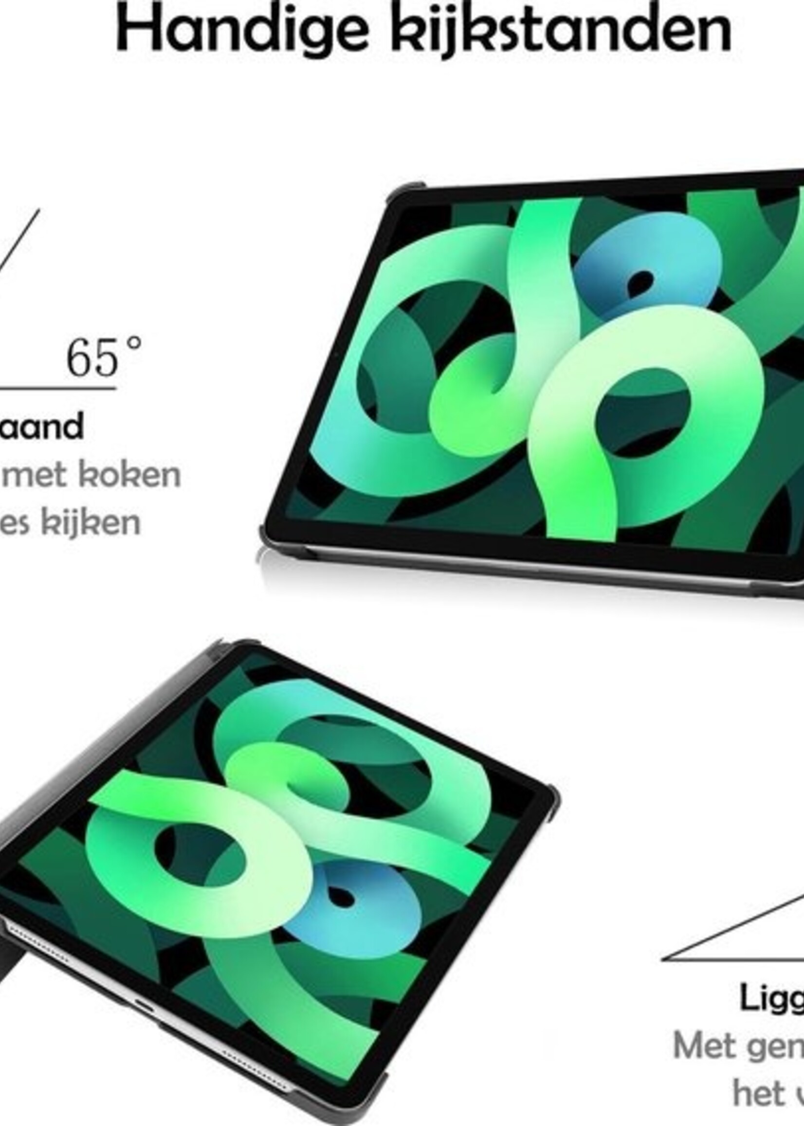 LUQ Hoes Geschikt voor iPad Air 2020 Hoes Luxe Hoesje Book Case Met Screenprotector - Hoesje Geschikt voor iPad Air 4 2020 Hoes Cover - Eiffeltoren