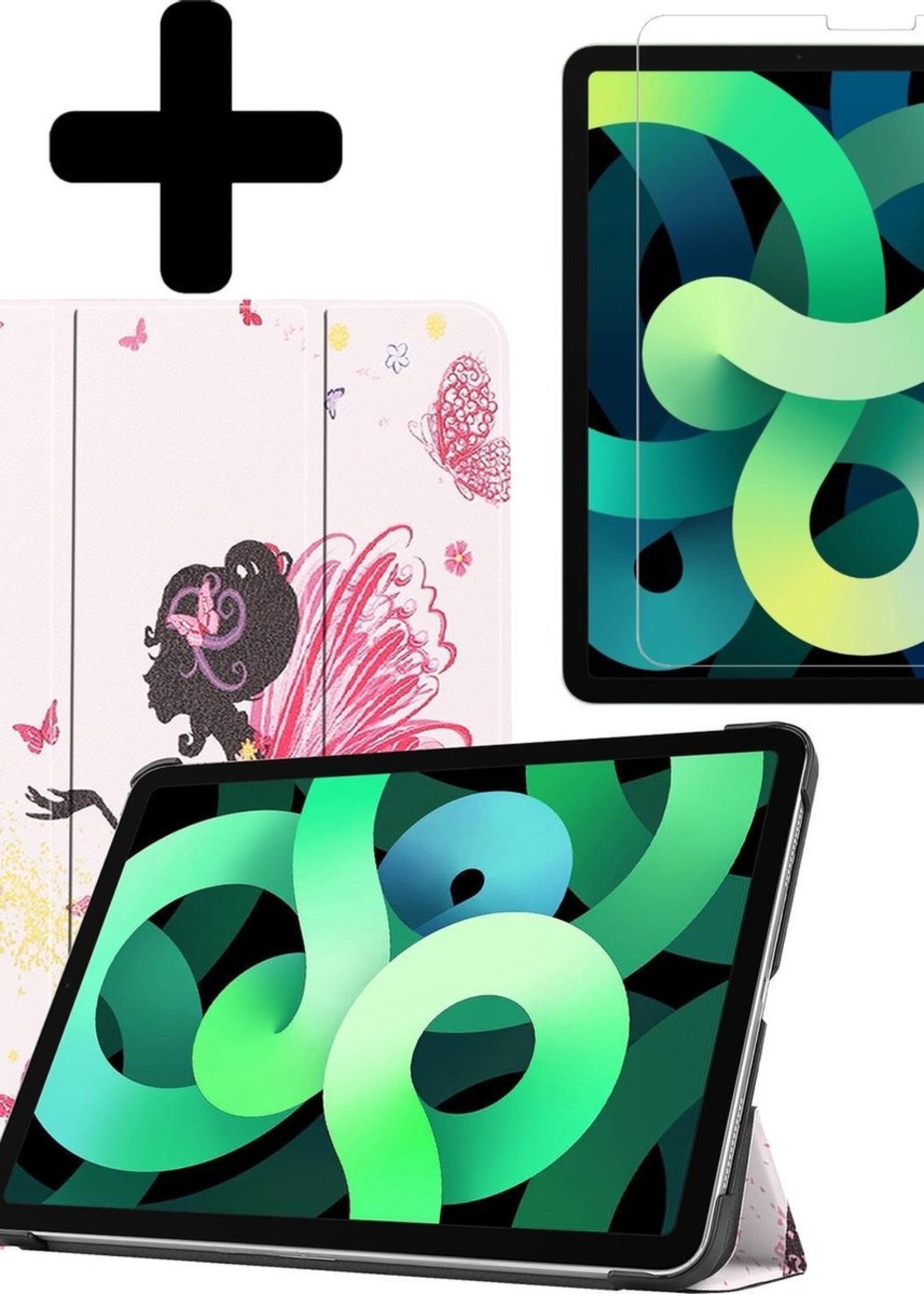 LUQ Hoes Geschikt voor iPad Air 2020 Hoes Luxe Hoesje Book Case Met Screenprotector - Hoesje Geschikt voor iPad Air 4 2020 Hoes Cover - Elfje