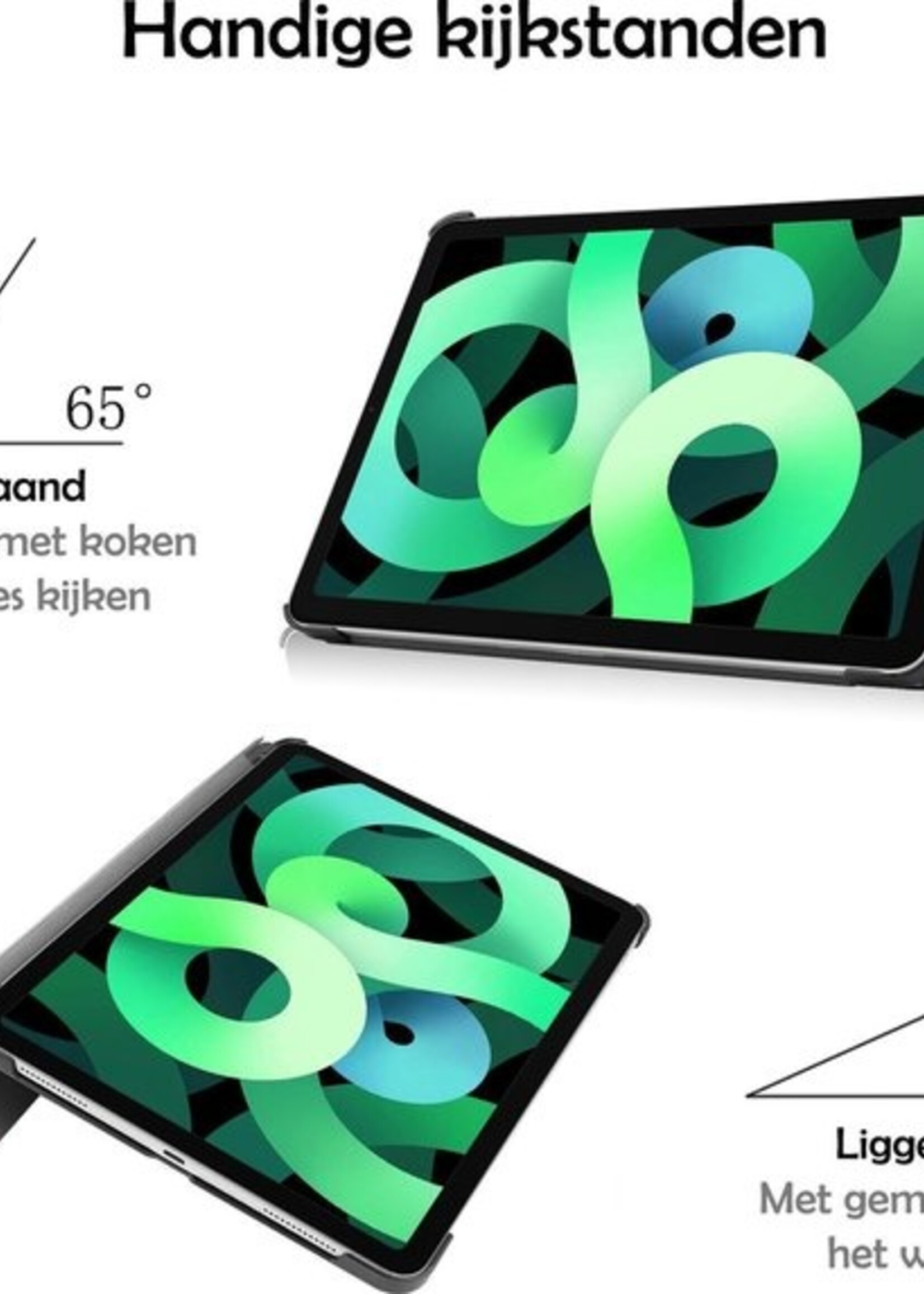 LUQ Hoes Geschikt voor iPad Air 2020 Hoes Luxe Hoesje Book Case Met Screenprotector - Hoesje Geschikt voor iPad Air 4 2020 Hoes Cover - Elfje