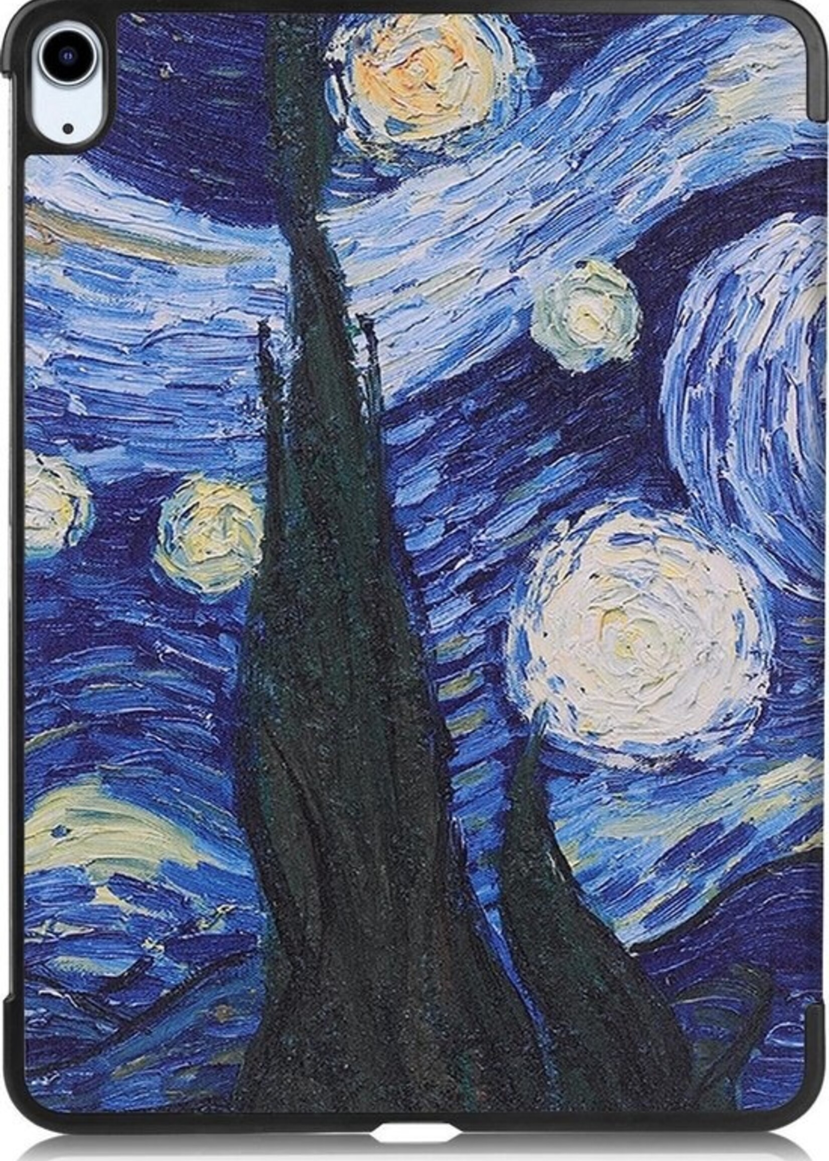 LUQ Hoes Geschikt voor iPad Air 2020 Hoes Luxe Hoesje Book Case Met Screenprotector - Hoesje Geschikt voor iPad Air 4 2020 Hoes Cover - Sterrenhemel