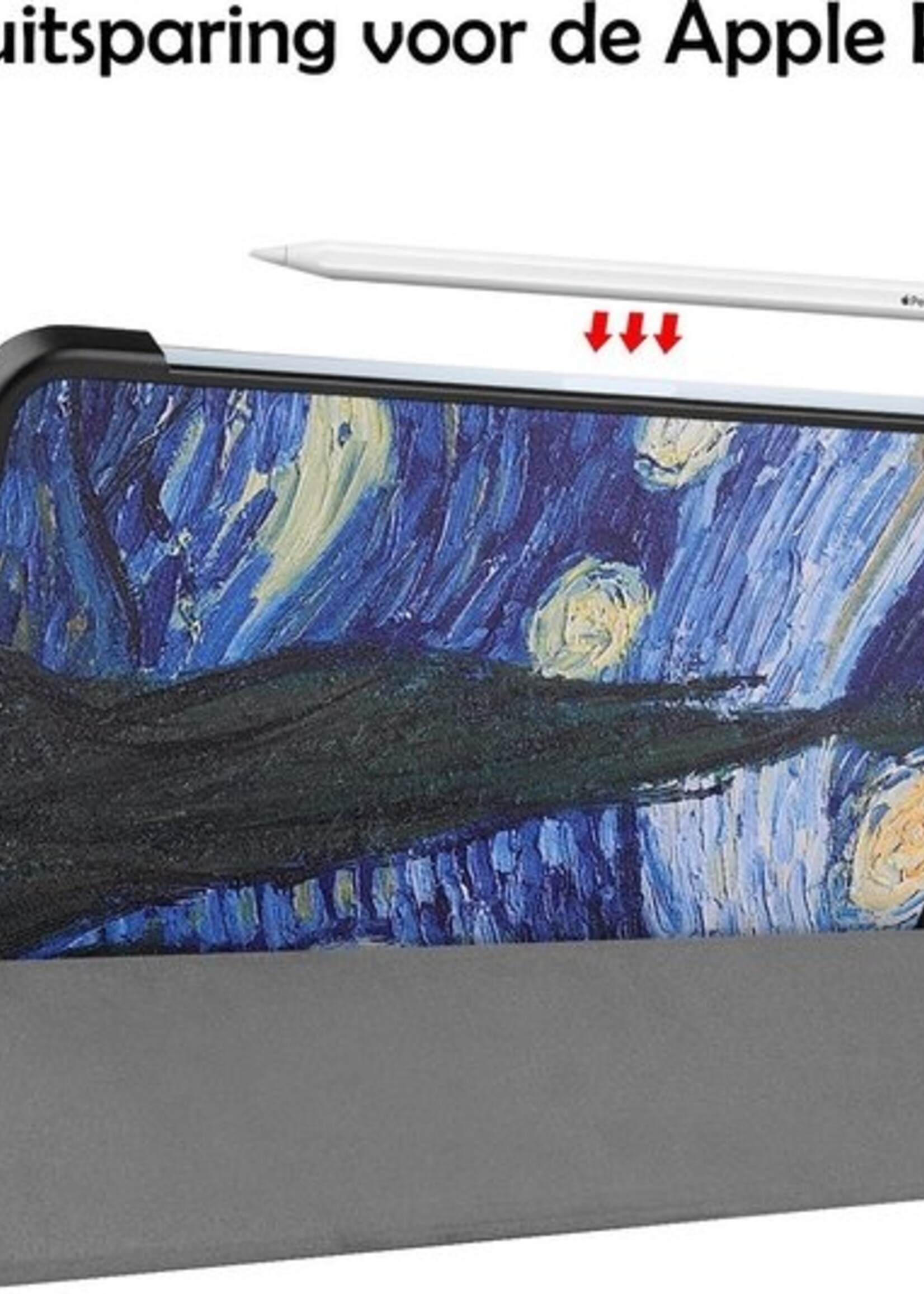 LUQ Hoes Geschikt voor iPad Air 2020 Hoes Luxe Hoesje Book Case Met Screenprotector - Hoesje Geschikt voor iPad Air 4 2020 Hoes Cover - Sterrenhemel