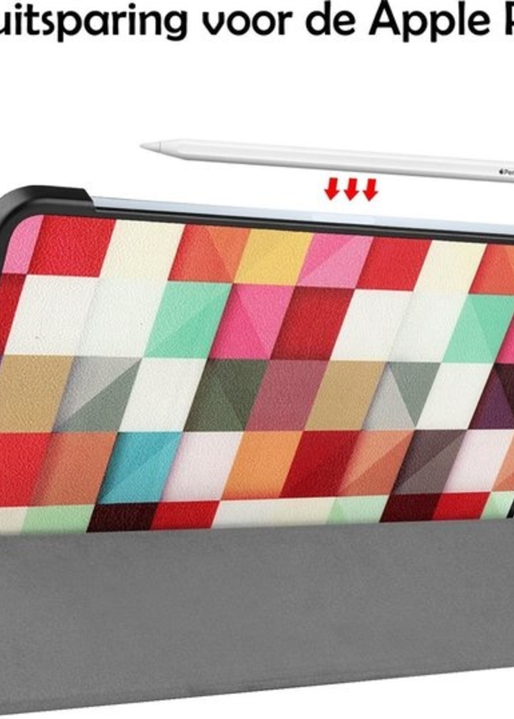 LUQ Hoes Geschikt voor iPad Air 2020 Hoes Luxe Hoesje Book Case Met Screenprotector - Hoesje Geschikt voor iPad Air 4 2020 Hoes Cover - Blokken