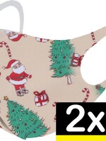 LUQ LUQ Wasbaar Kerst Mondmasker - Creme - 2 PACK