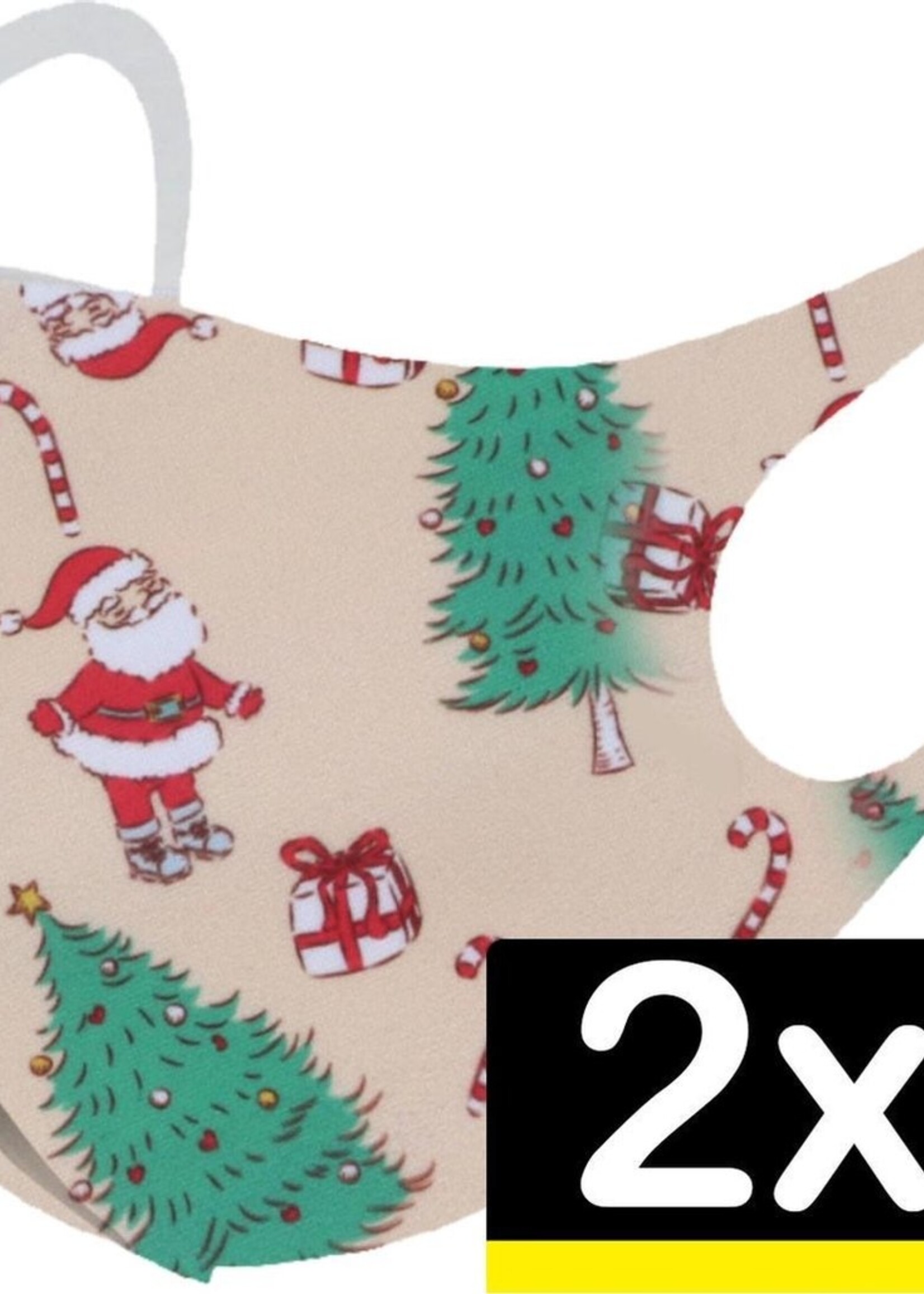 LUQ Mondkapje Wasbaar Kerst Mondmasker Creme Niet-medisch - 2 stuks