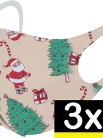 LUQ LUQ Wasbaar Kerst Mondmasker - Creme - 3 PACK